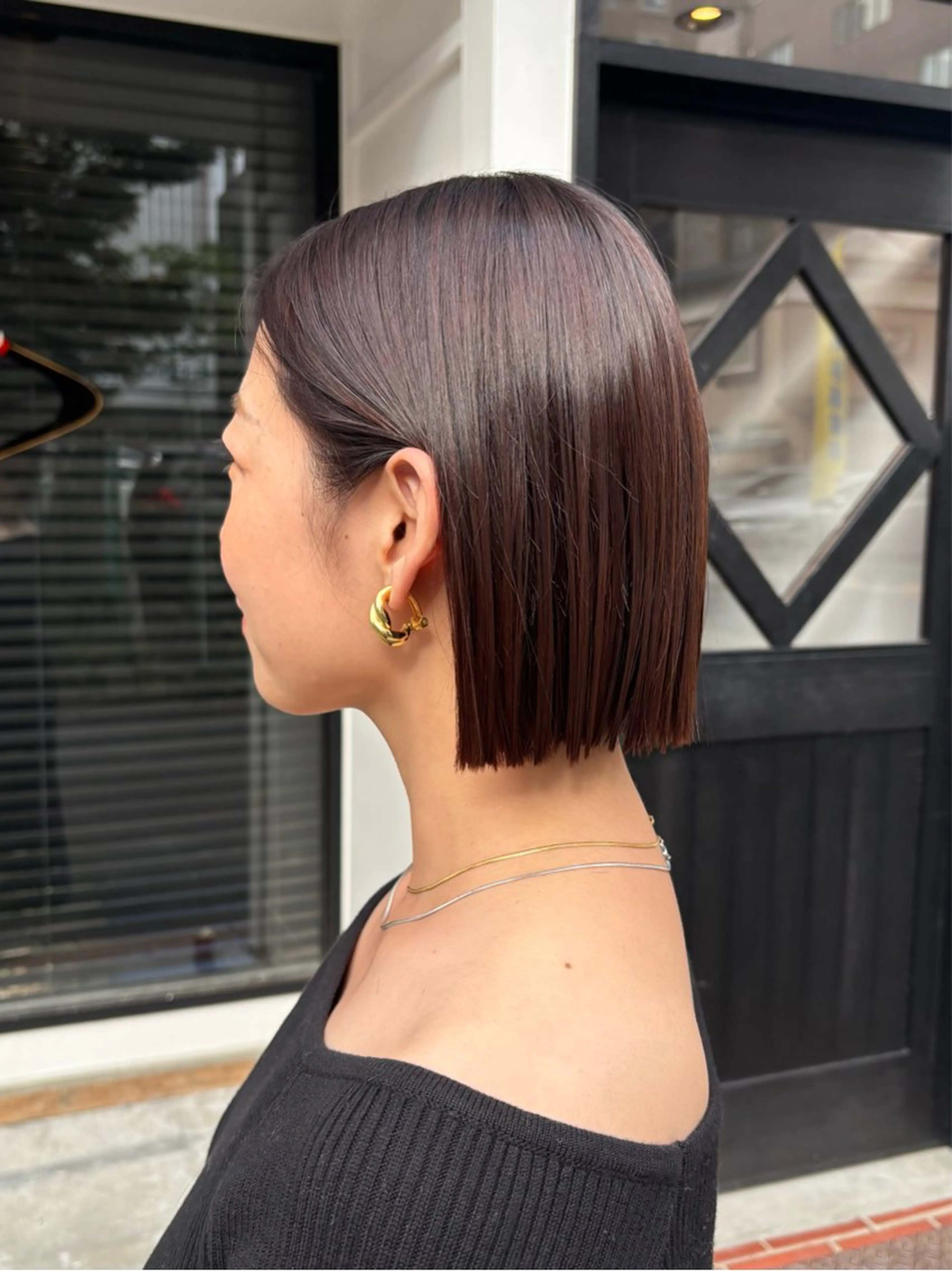 ミディアム カラー 切りっぱなしボブ ボブ カット ヘアカラー トリートメント tender🐬 まゆかのヘアスタイル