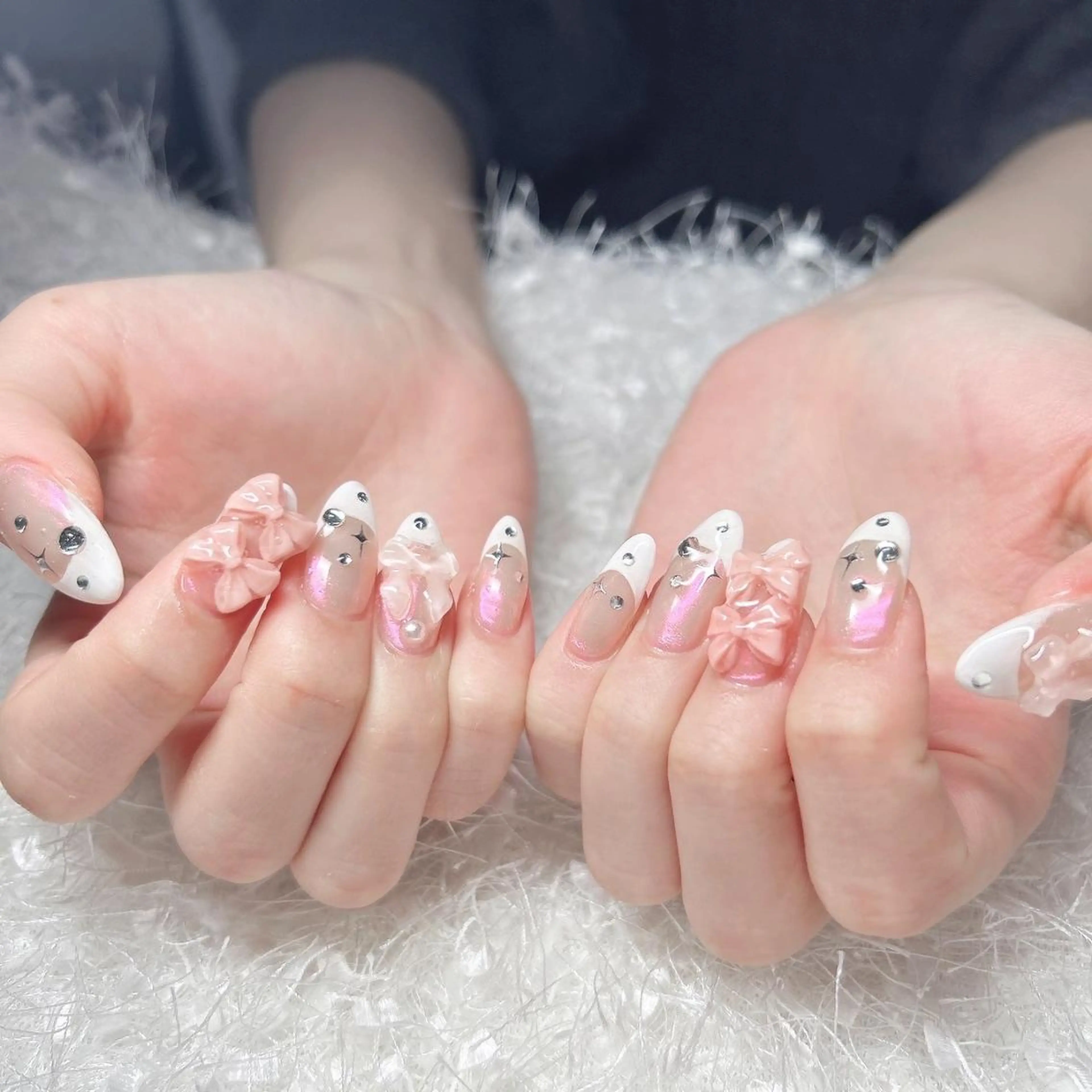 ネイル 長さ出し フレンチネイル ジェルネイル グラデーション ハート ハンドネイル Nail&eye Belire 新宿のネイルデザイン