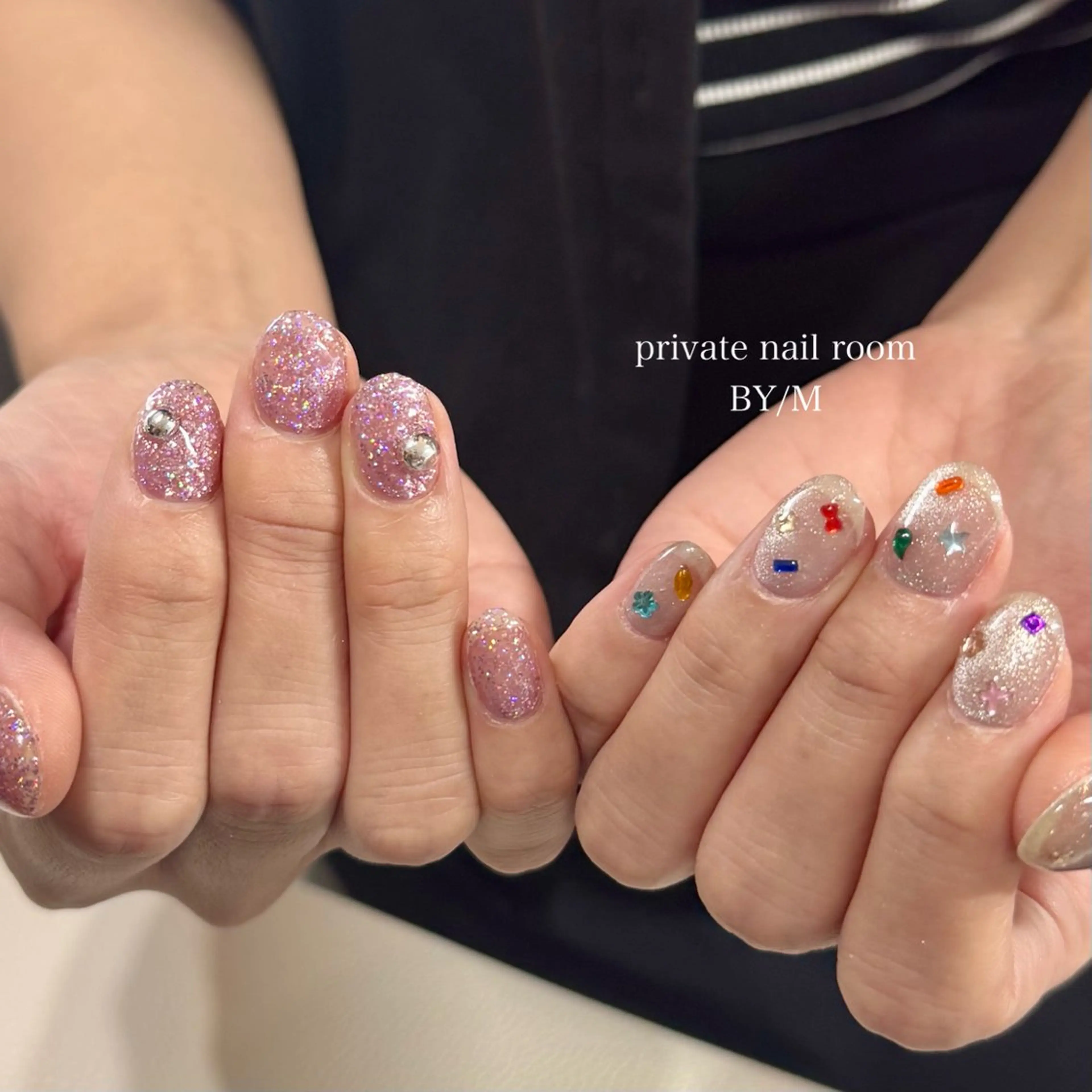 ネイル キラキラネイル ラメ(グリッター) 持ち込み ピンク ハンドネイル BY / Mのネイルデザイン