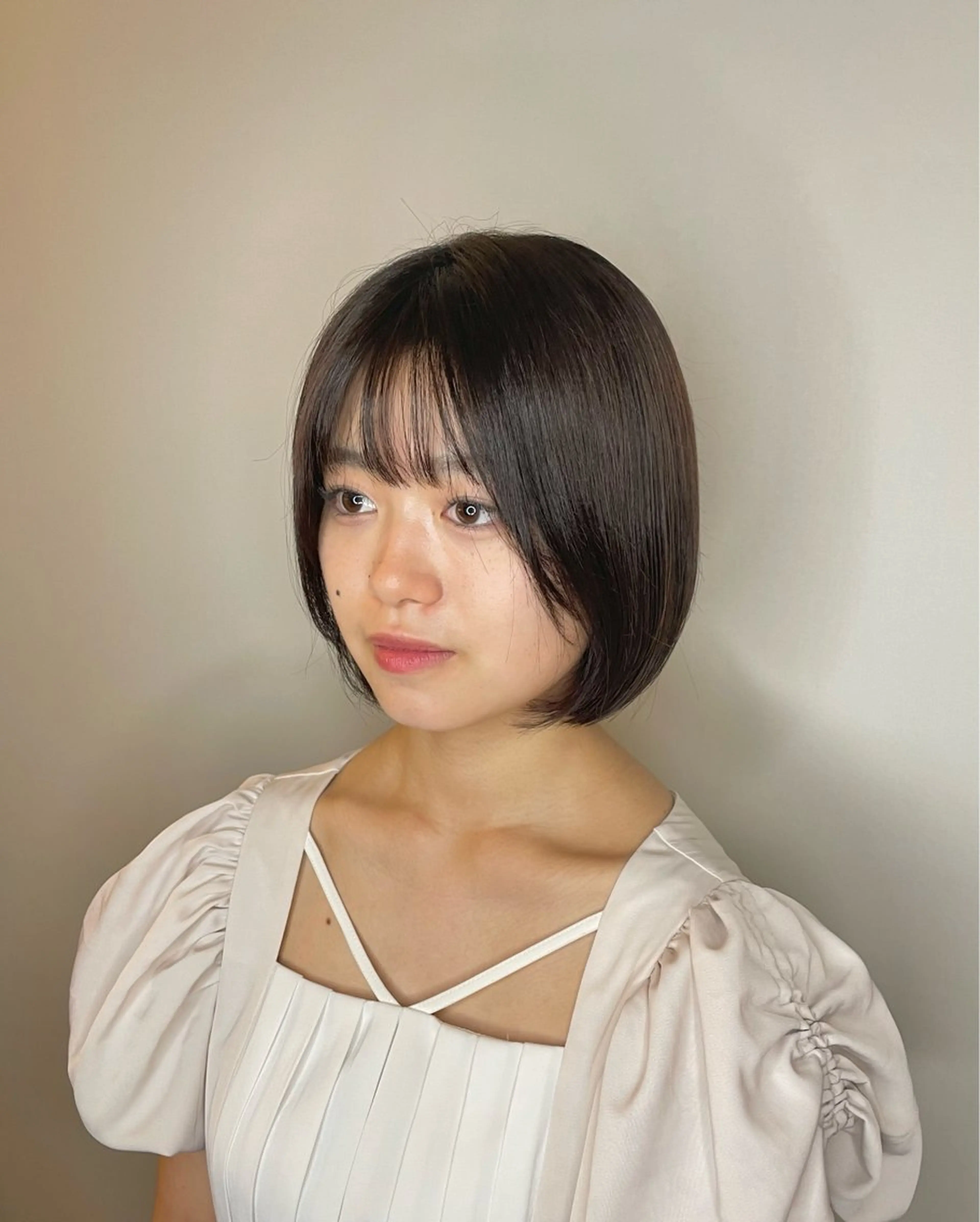 ショート ボブ 韓国ナチュラル・ ベージュ/落合夏希のヘアスタイル