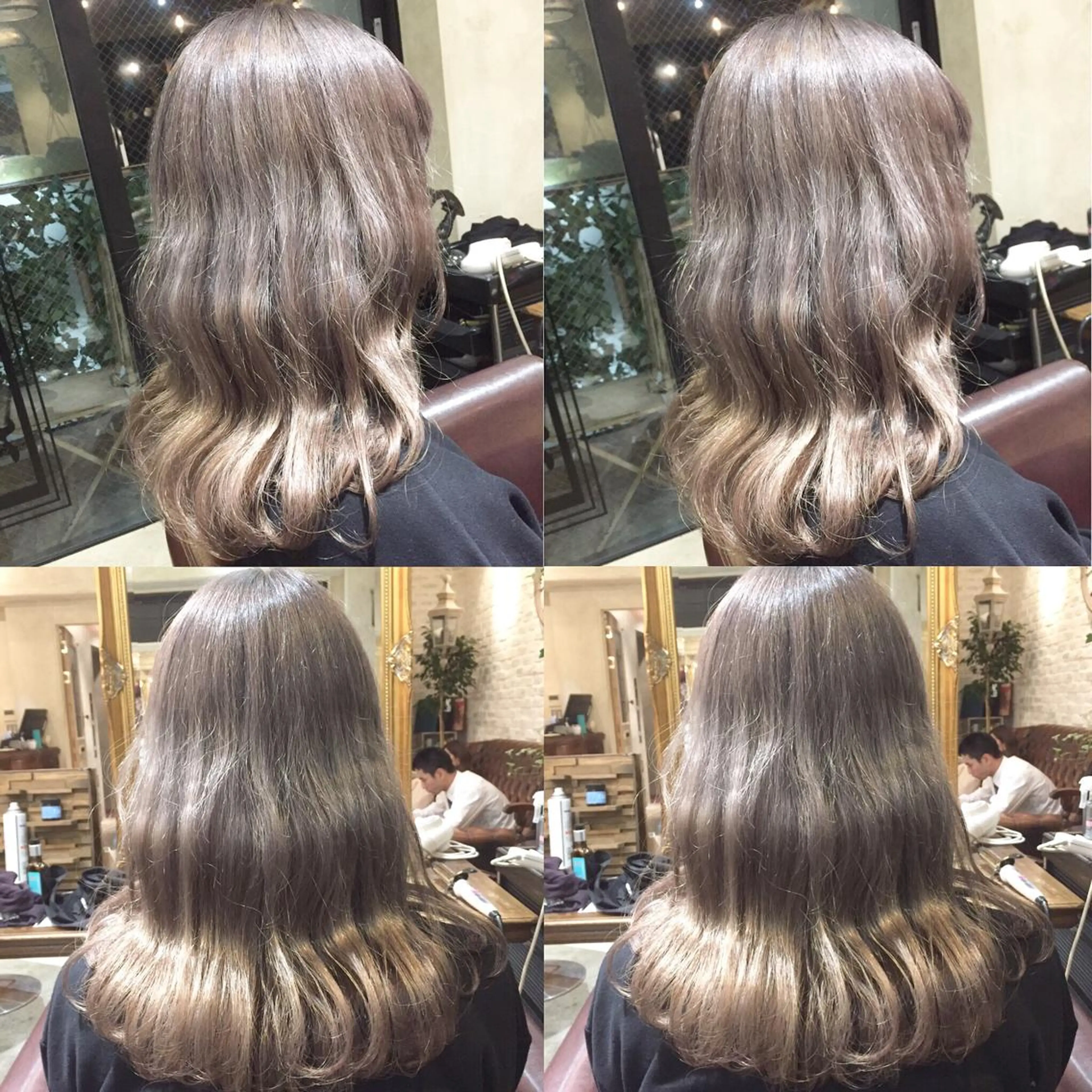 セミロング カラー ブリーチ グレージュ シルバー シルバーグレージュ 露木 啓介のヘアスタイル