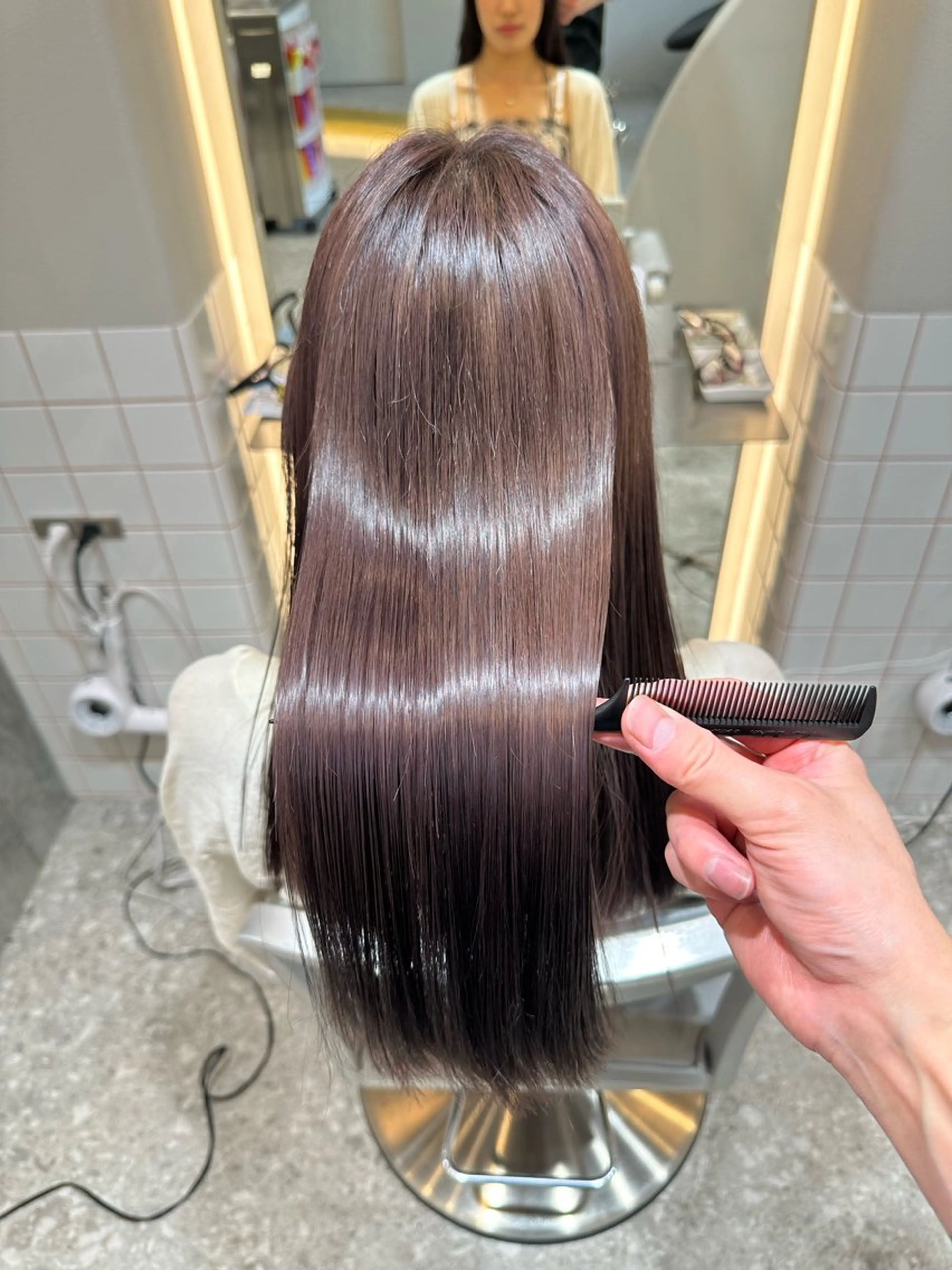 セミロング カラー トリートメント 新宿/韓国風レイヤー 髪質改善/渋谷直樹のヘアスタイル