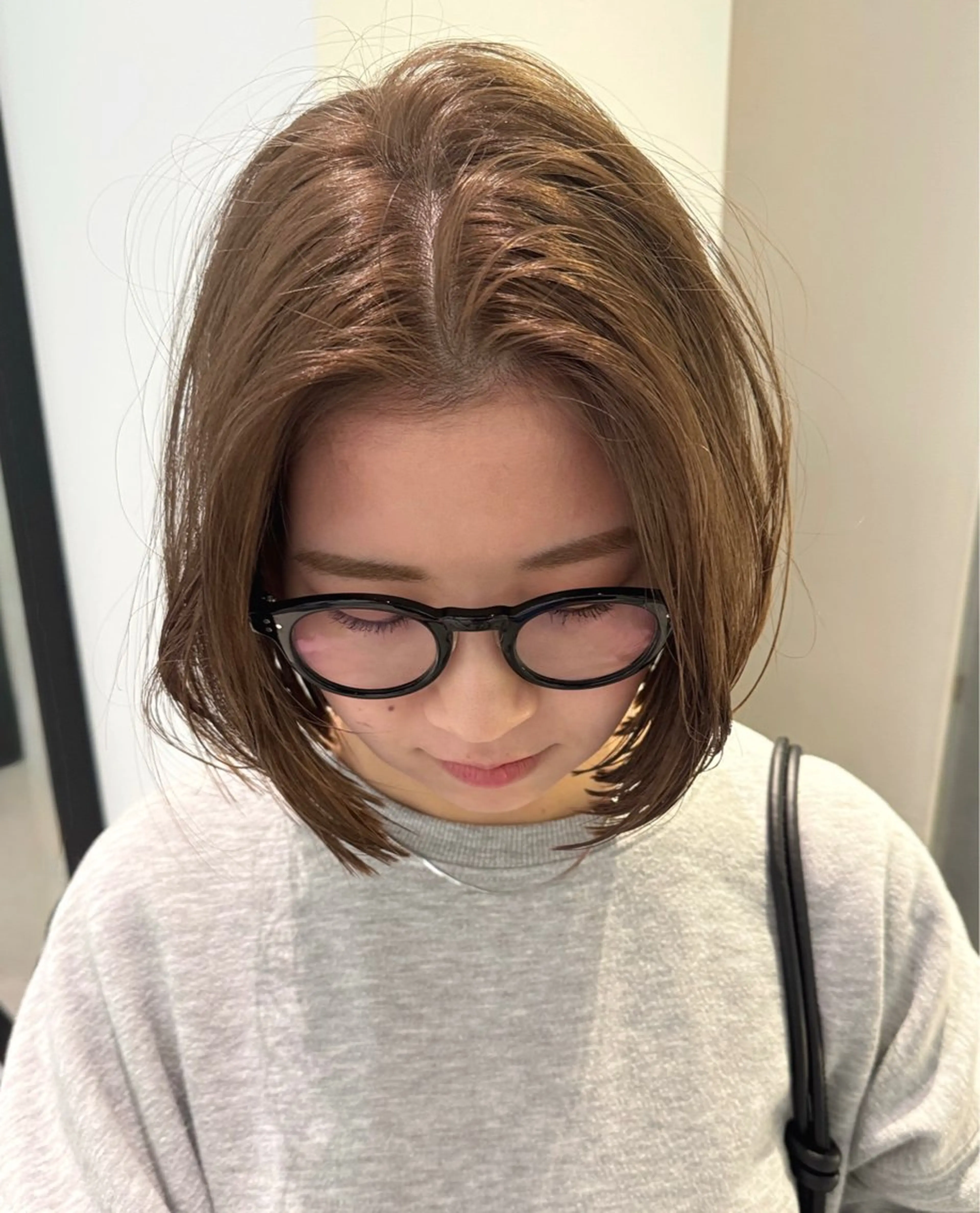 ミディアム カラー ベージュカラー ブリーチ ブラウンカラー ブラウンベージュ 🫧ブリーチカラー/ ボブ🫧madokaのヘアスタイル