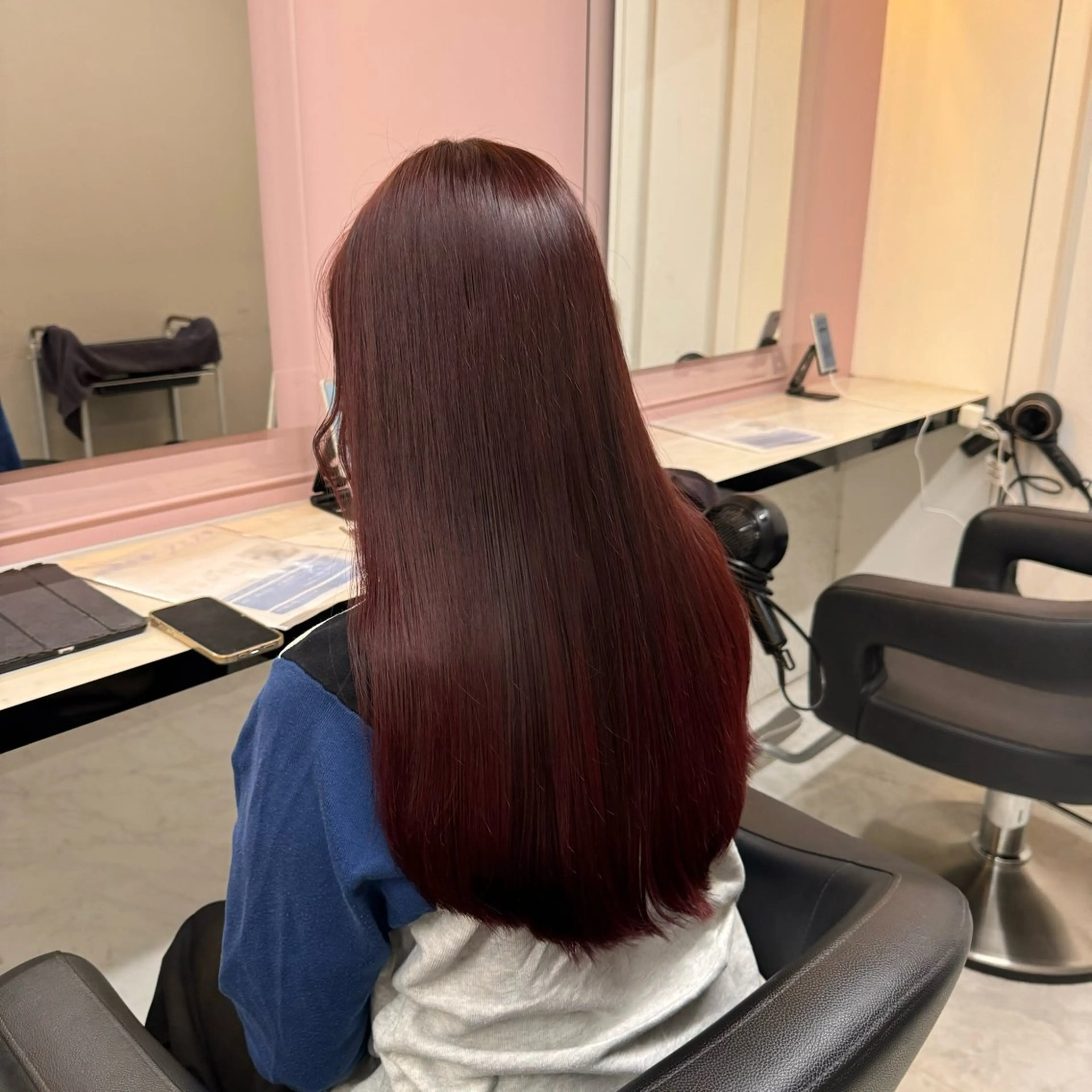 セミロング ヘアカラー トリートメント ヘッドスパ ヘアセット ♥️韓国風透明感 暖色misa♥️のヘアスタイル