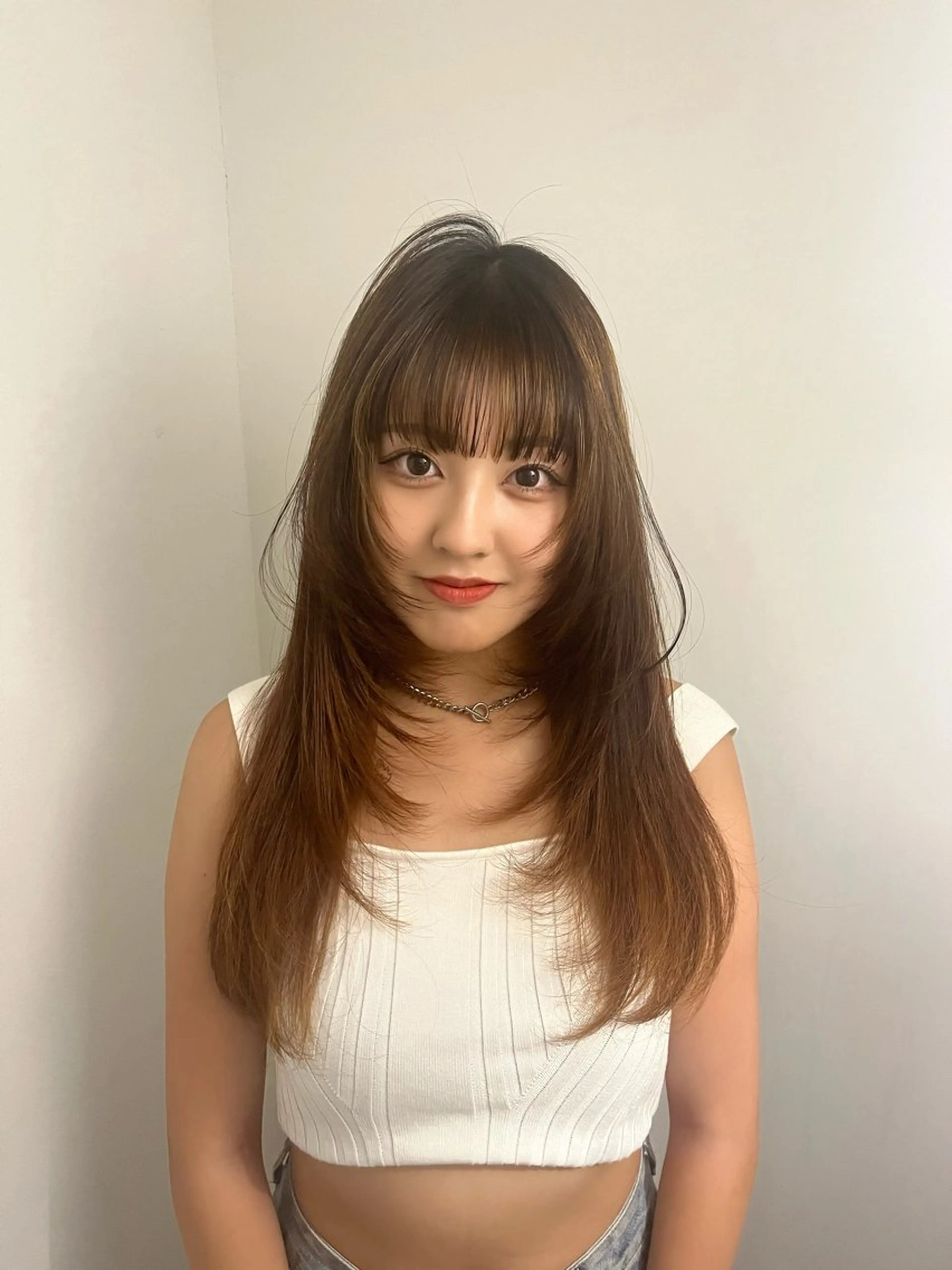 ロング ロングレイヤー レイヤーカット ロング カット Airi 韓国y2k ボブパーマのヘアスタイル