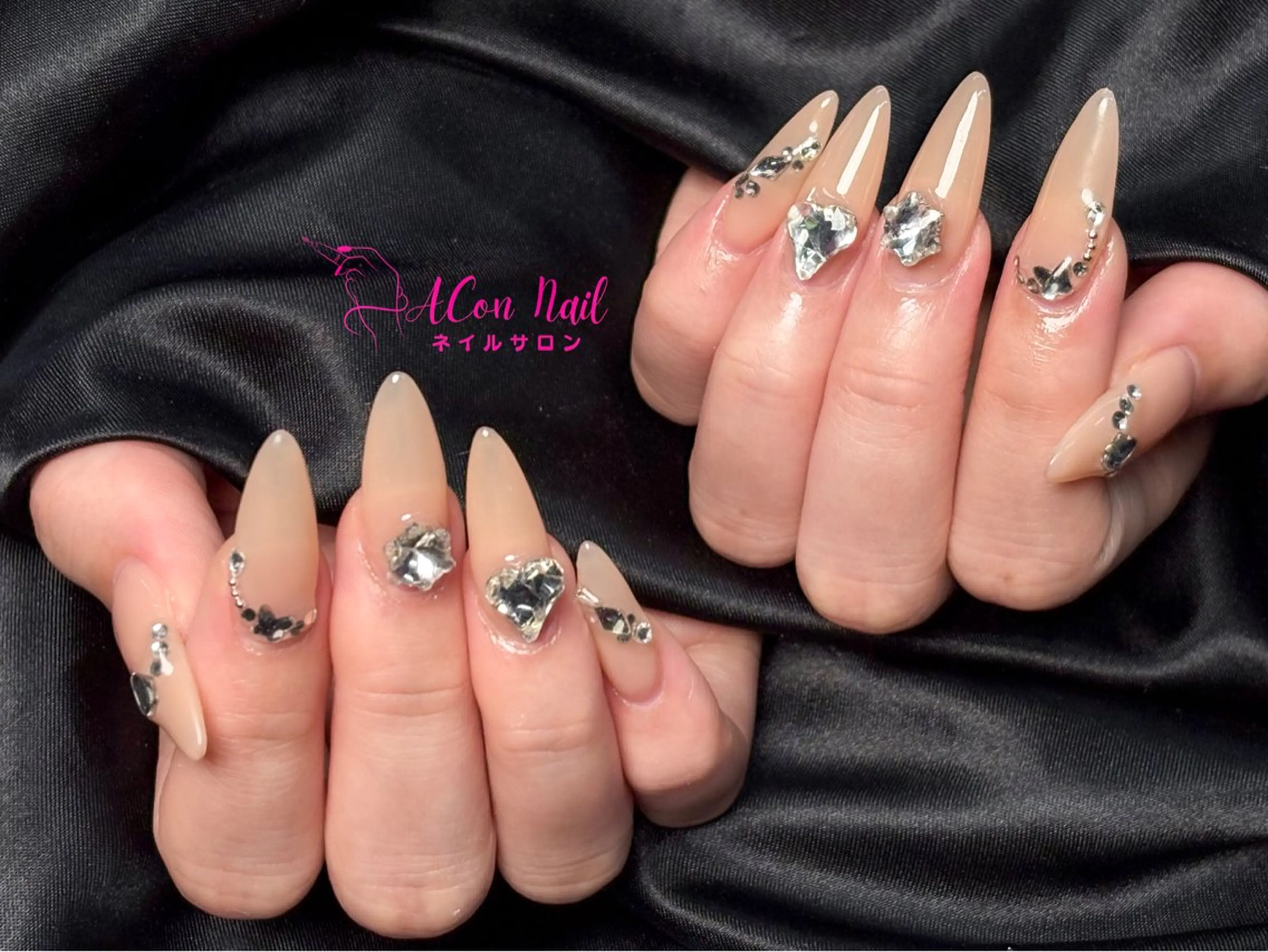 ネイル 桜ネイル 長さ出し フラワーネイル フレンチネイル ジェルネイル ハンドネイル AConNailSalon所属・ACon NailSalonのネイルデザイン