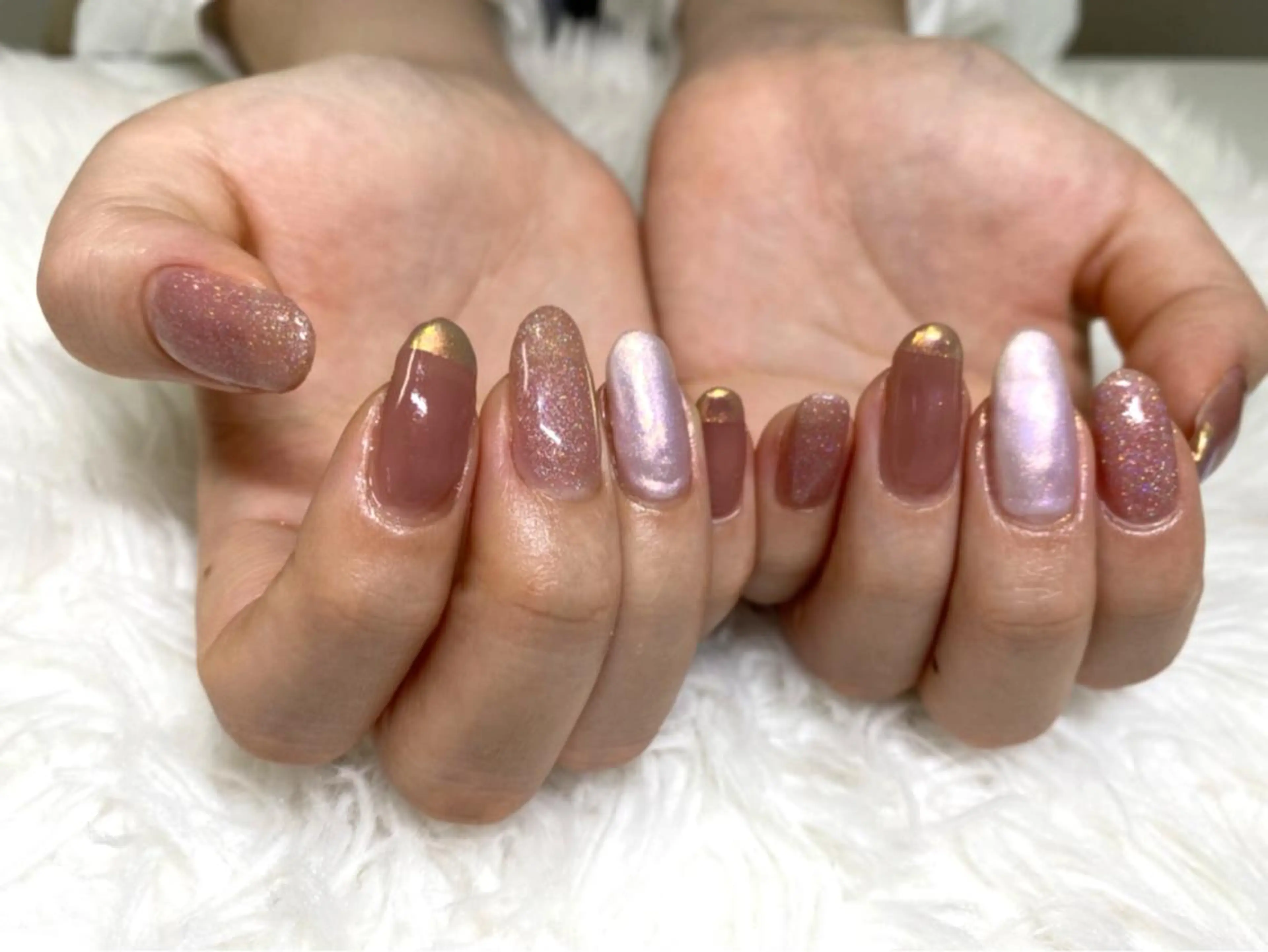 ネイル オーロラネイル フレンチネイル ニュアンスネイル ピンク シンプルネイル ViMORE あやのネイルデザイン