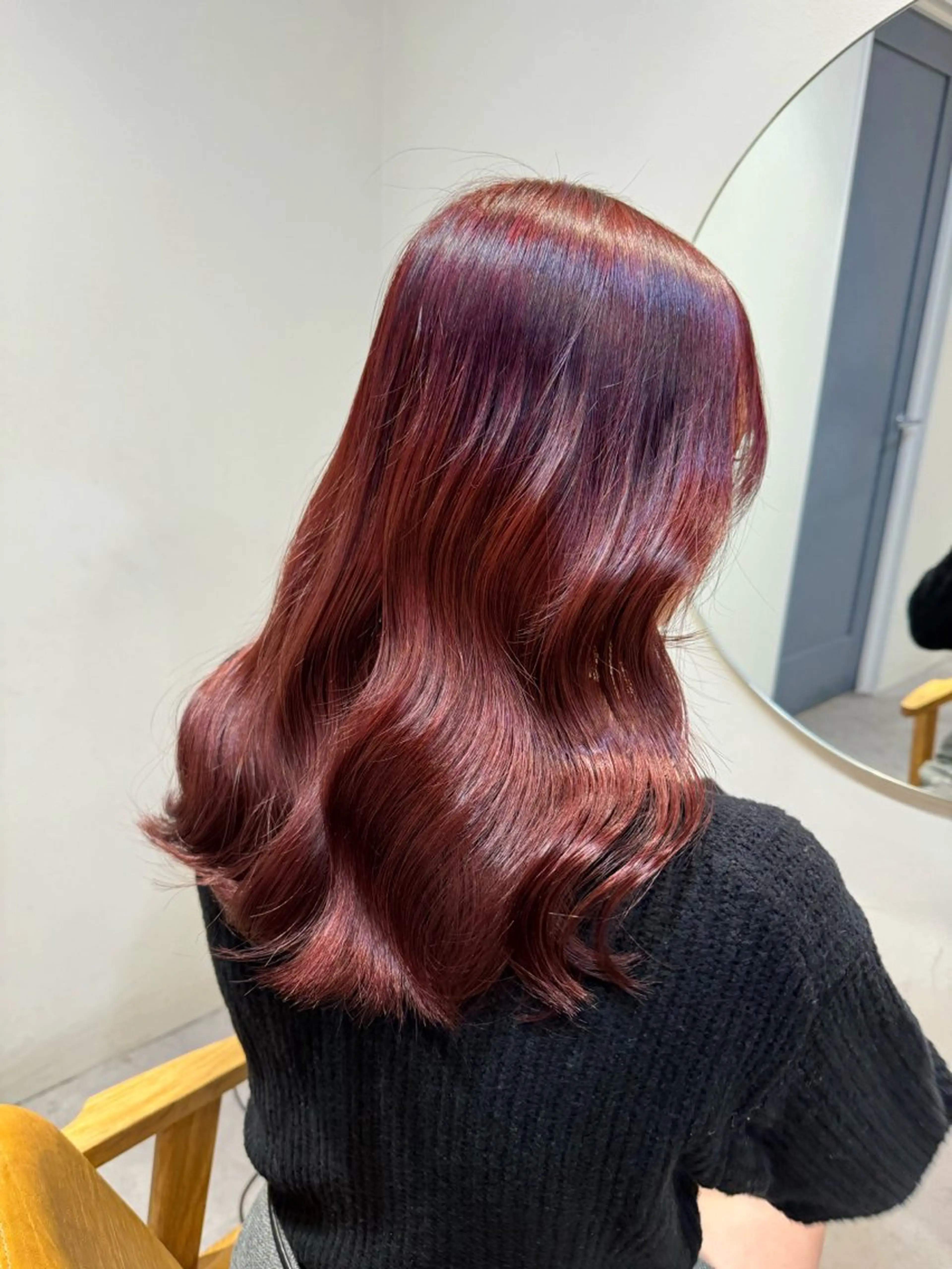 ロング カラー ブリーチ ブリーチなしカラー レッドカラー ayaka♡ 柔らかカラーのヘアスタイル