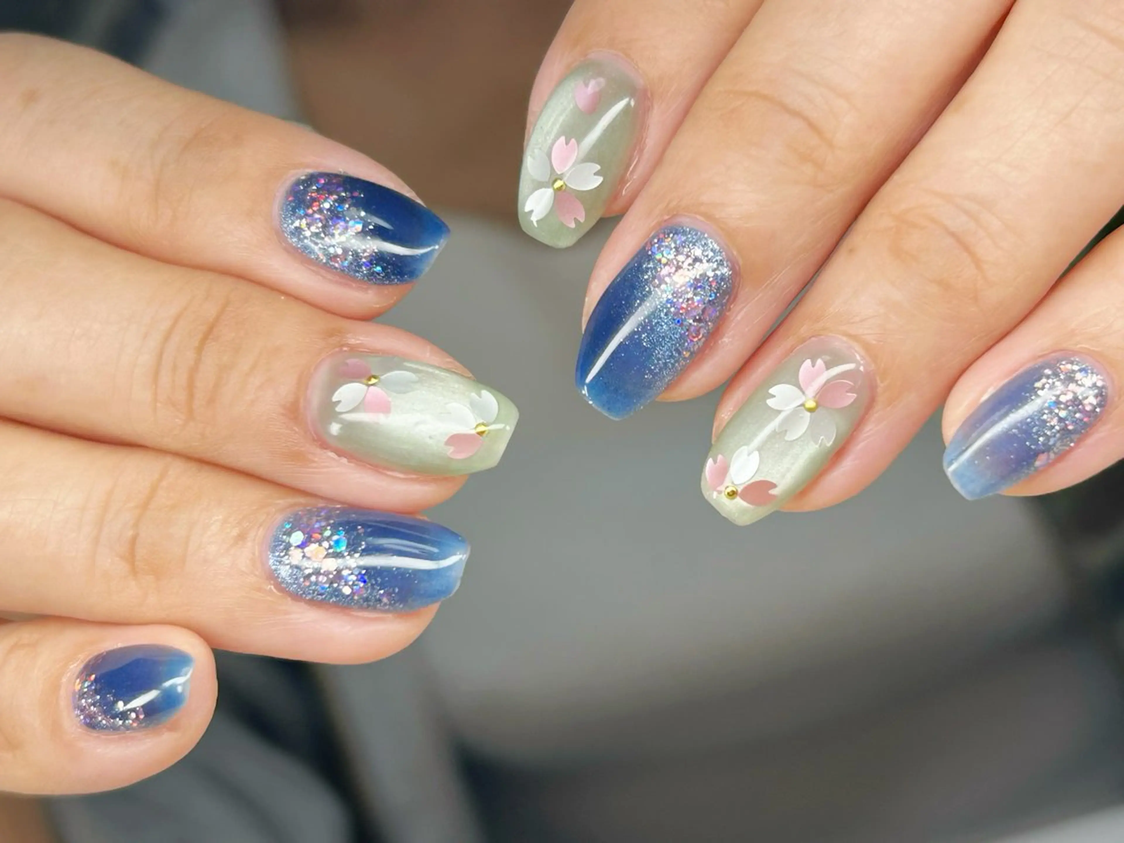 ネイル アートネイル チークネイル 桜ネイル 成人式 入学式 ハンドネイル Lino Nailのネイルデザイン