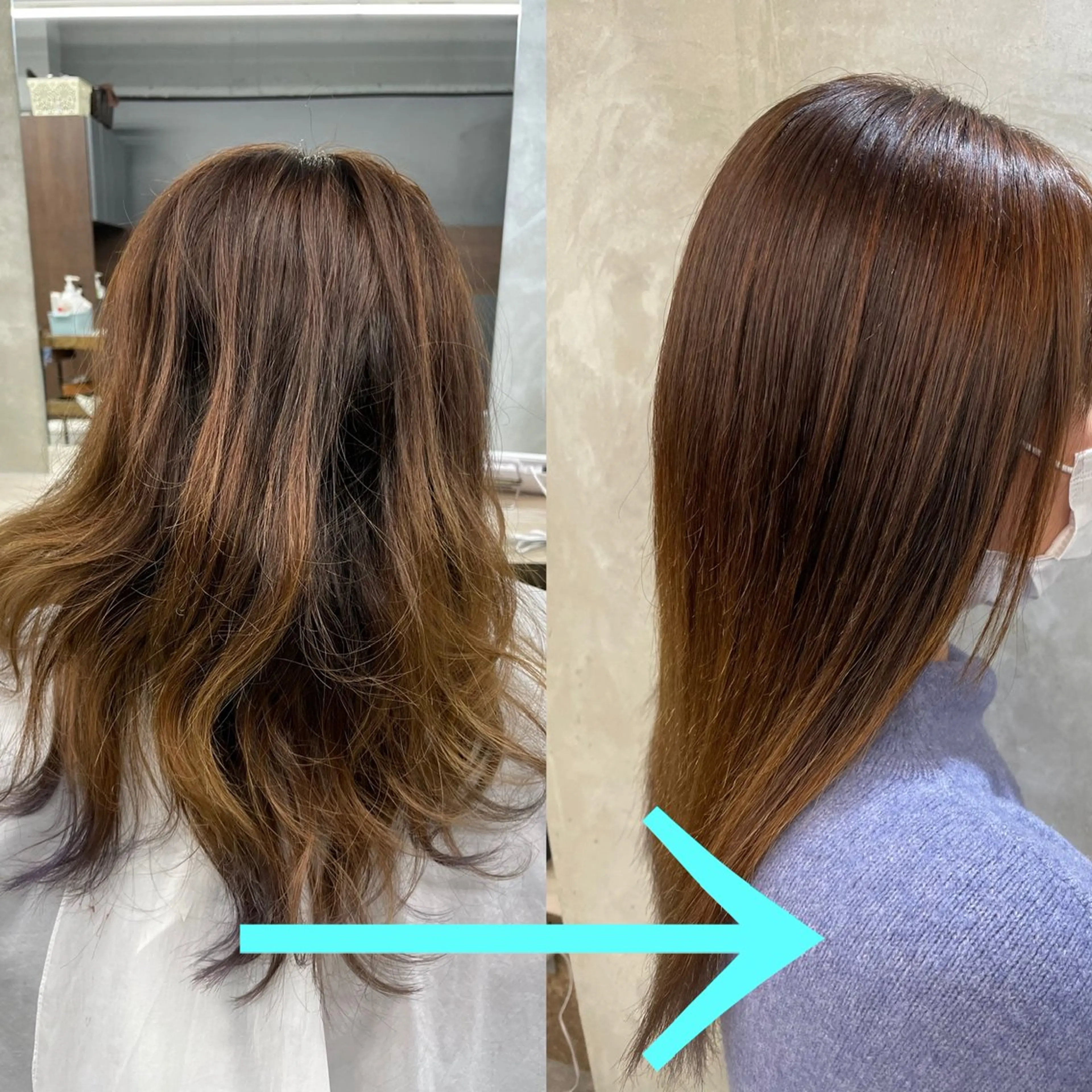 セミロング カット 縮毛矯正 トリートメント 似合わせ💖トレンド ✨TAKAMI😊のヘアスタイル