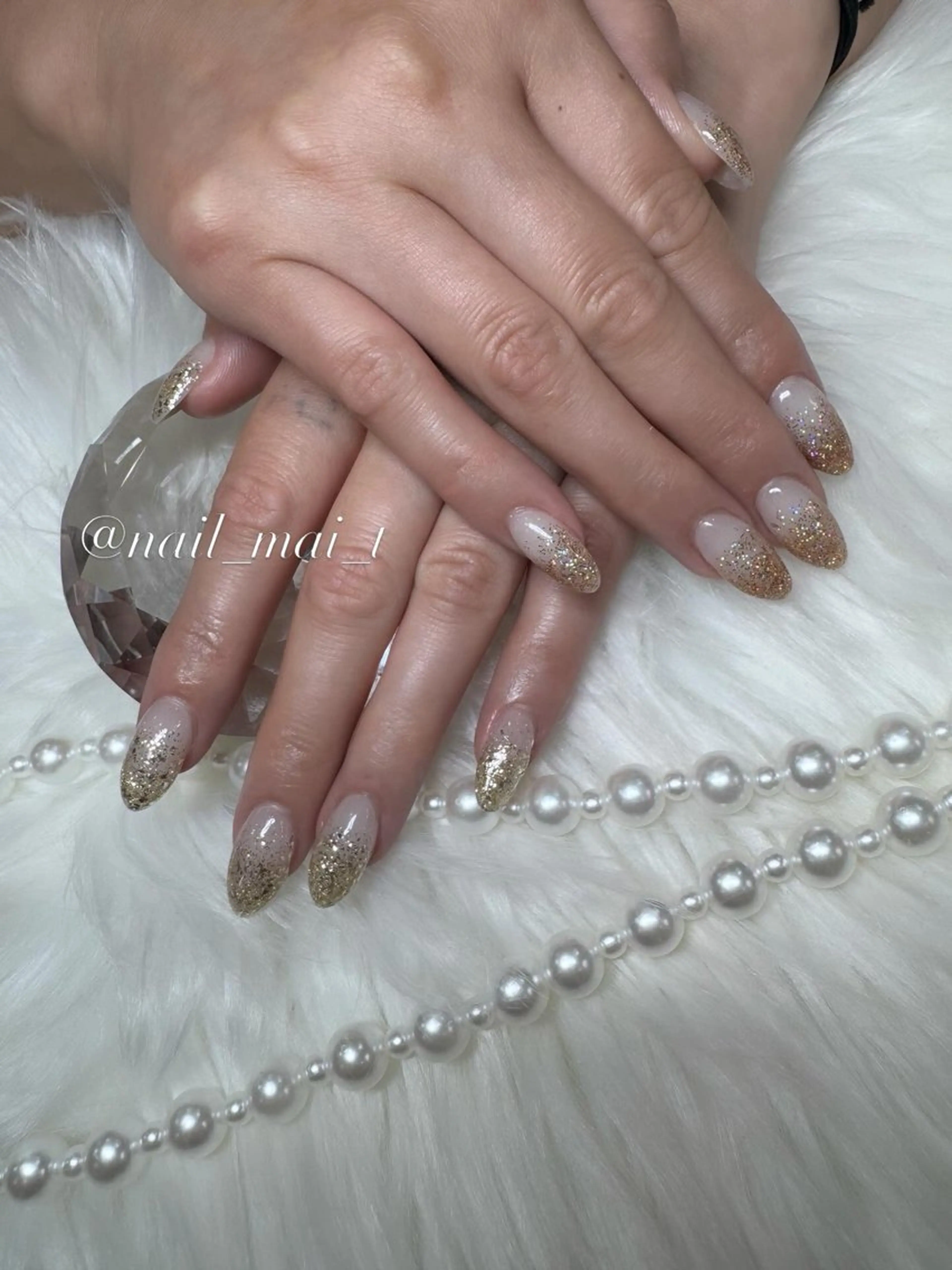 ネイル ラメ(グリッター) ラメグラデーション スカルプネイル ハンドネイル ꕤ︎︎牧野 麻衣ꕤ︎︎のネイルデザイン