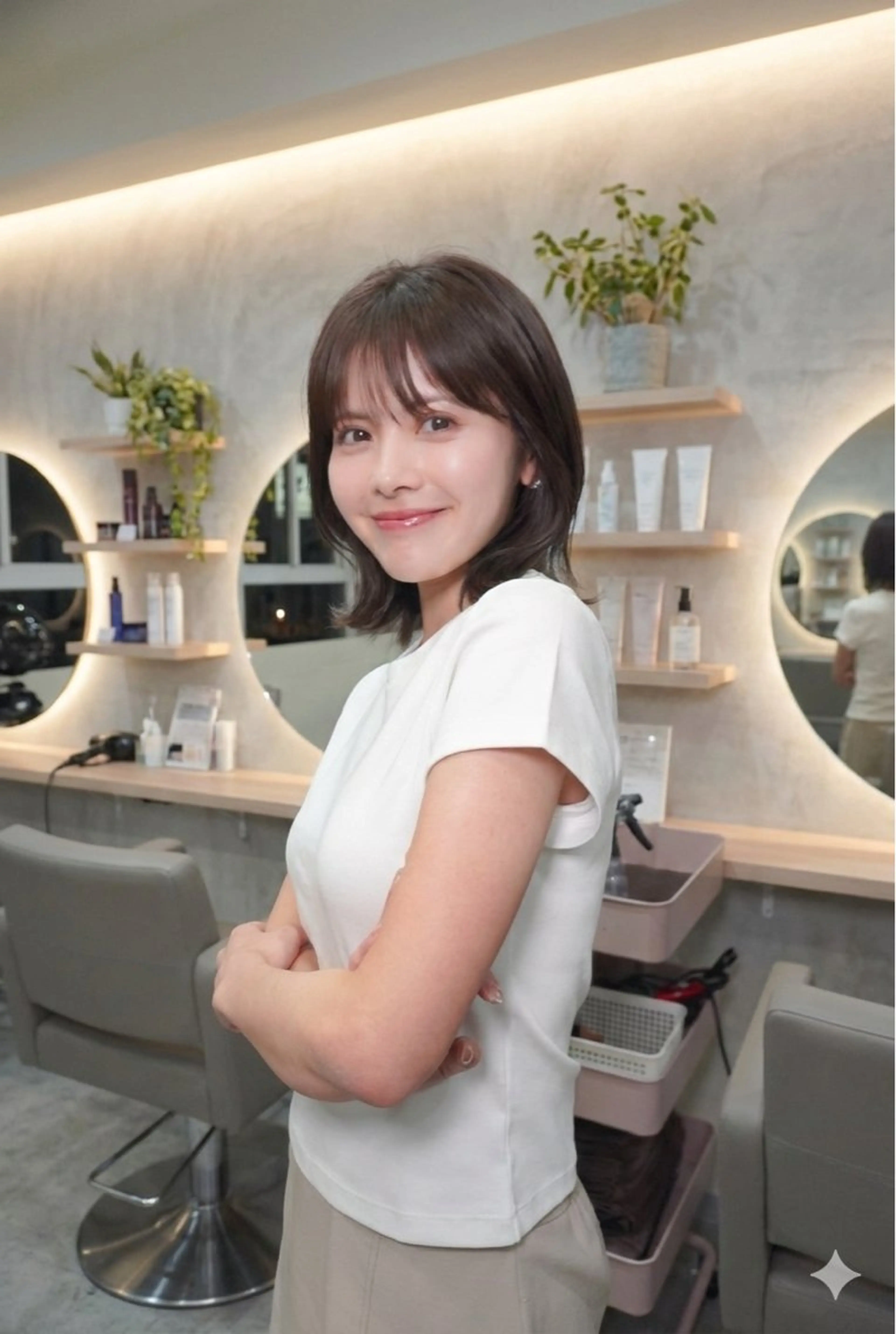 ミディアム カラー カット ヘアカラー トリートメント コテ巻き/パーマ/艶 透明感/荻原凜太郎のヘアスタイル