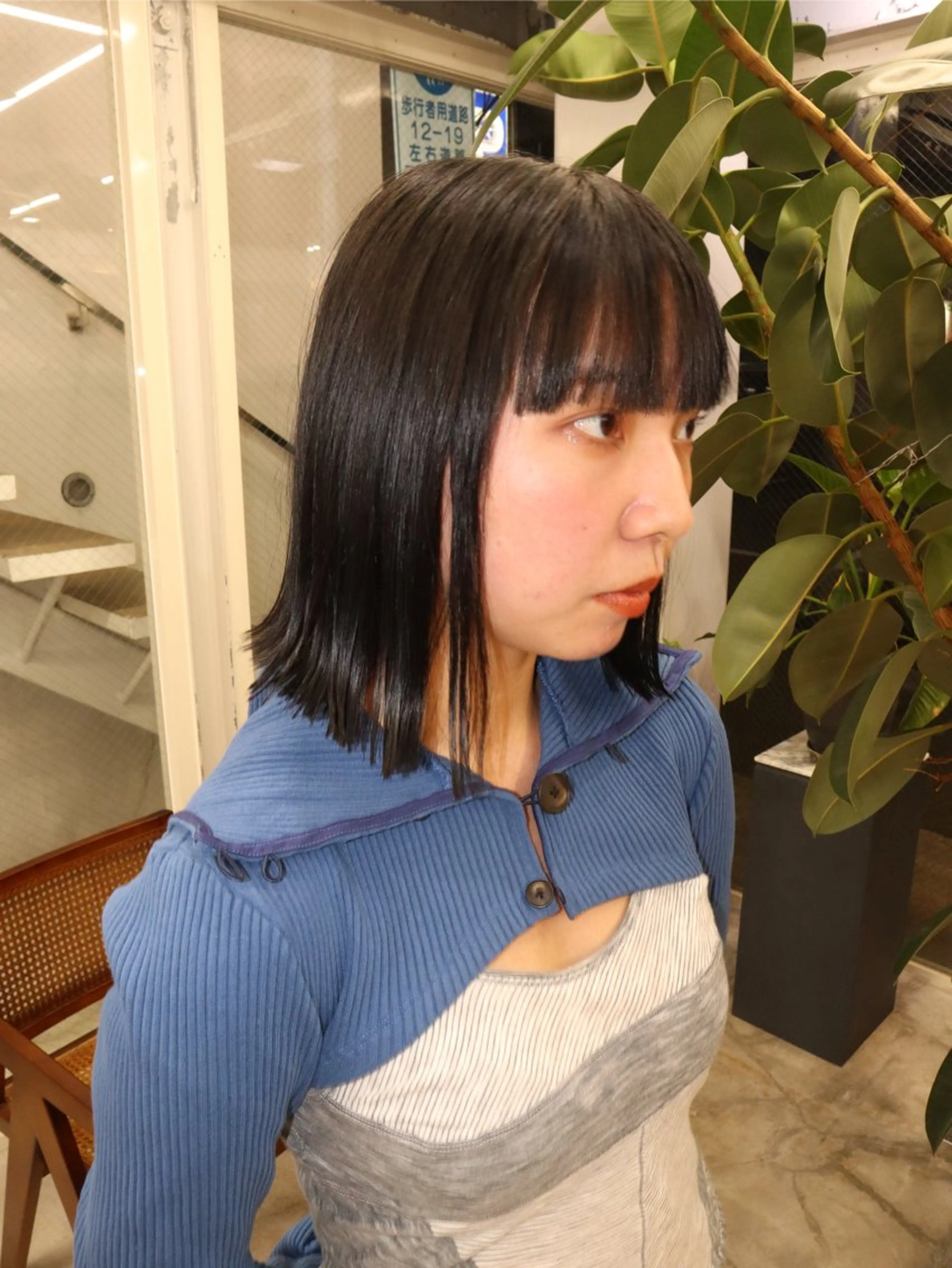 ミディアム カット 縮毛矯正 レイヤー/ボブ/ 透明感カラー/ニワのヘアスタイル