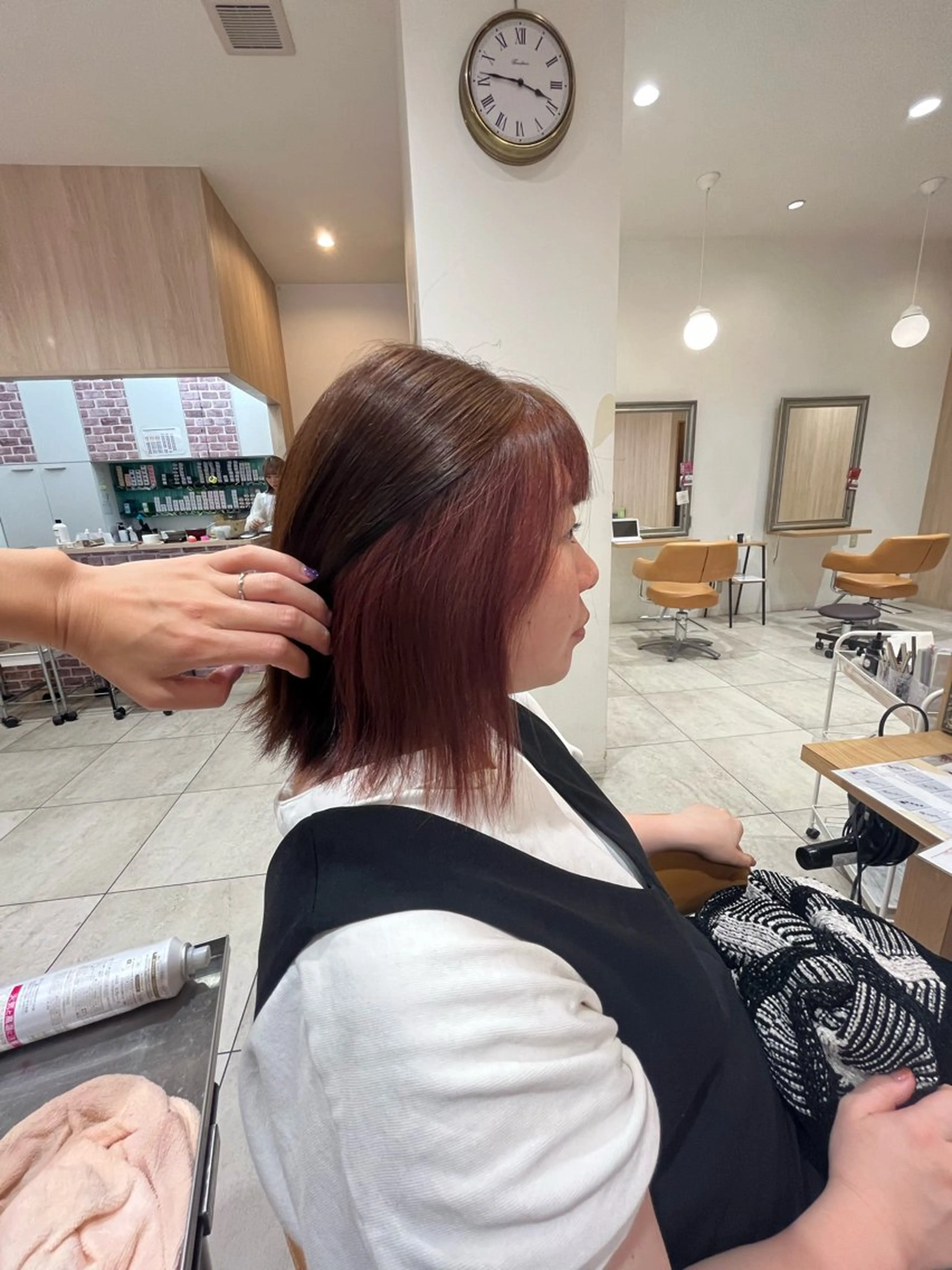 カラー ブラウンカラー インナーカラー ピンクカラー ボブ ラブーケ中川中島店 クラタチカコのヘアスタイル