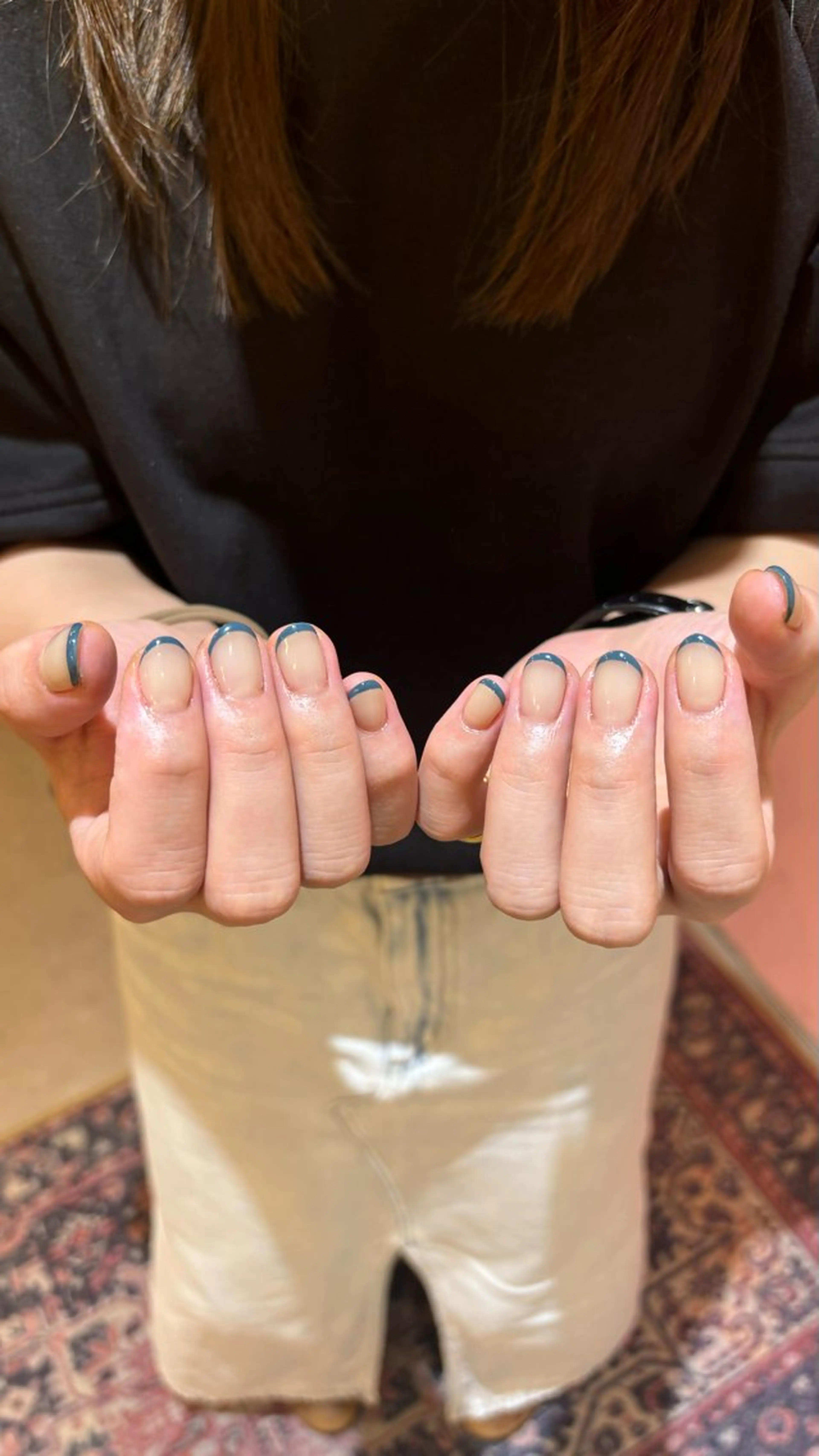 ネイル フレンチネイル ネイビー 〖IEN〗Soura (ソウラ/想来)のネイルデザイン