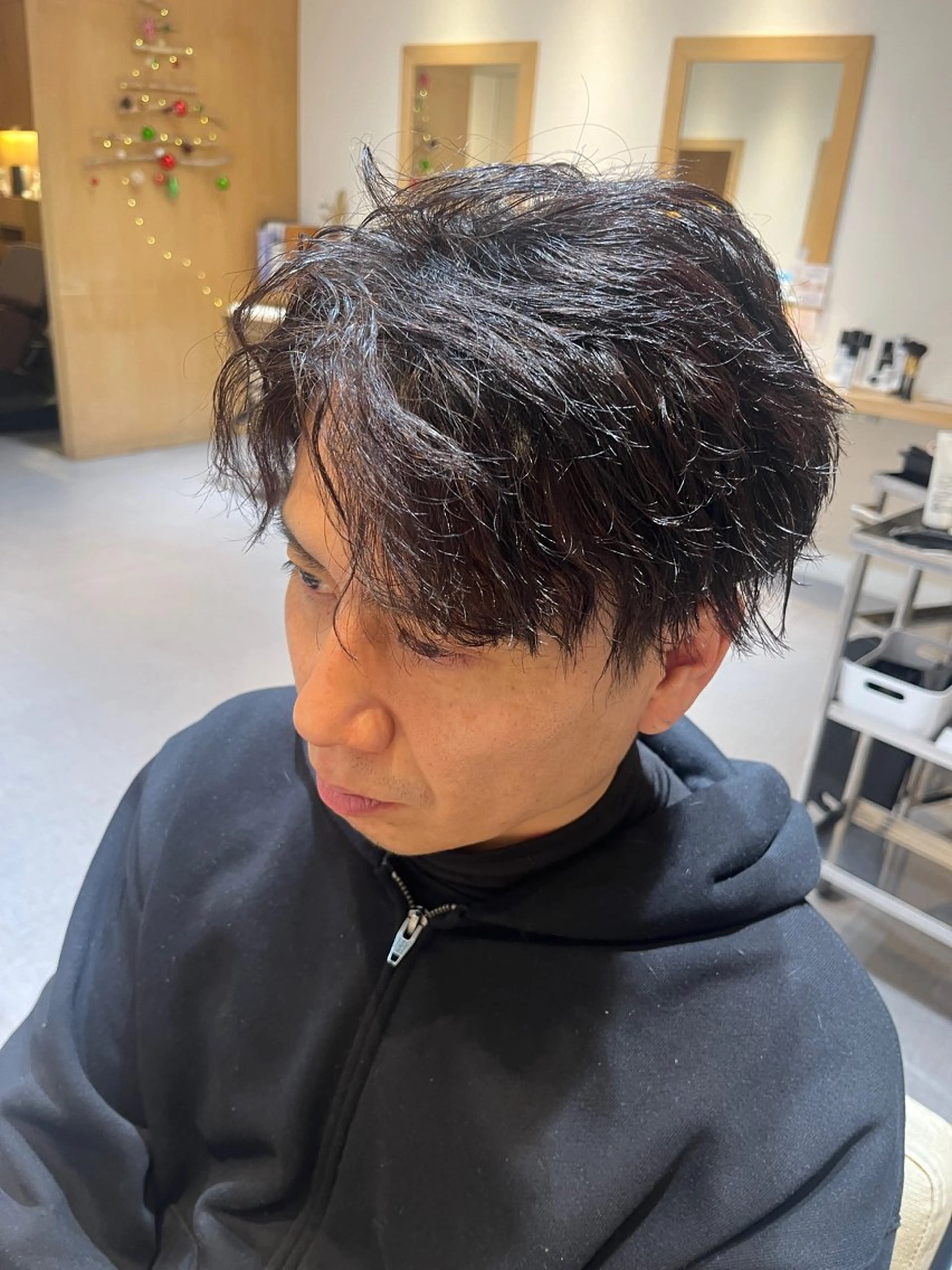 ショート パーマ メンズ レディースカット モデル募集中/田中楓のヘアスタイル