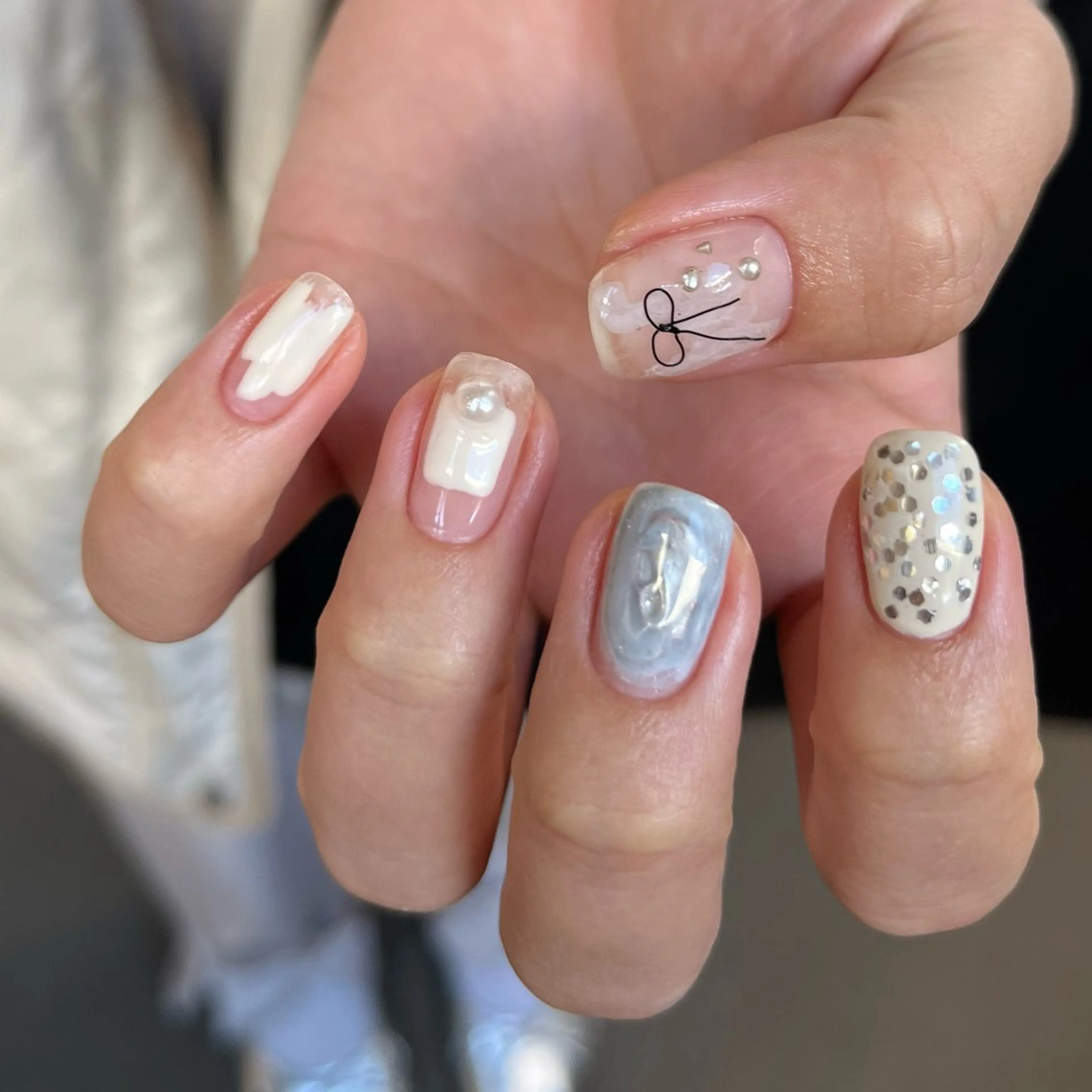 ネイル グリーン ハンドネイル vegh. nail／阿波座のネイルデザイン