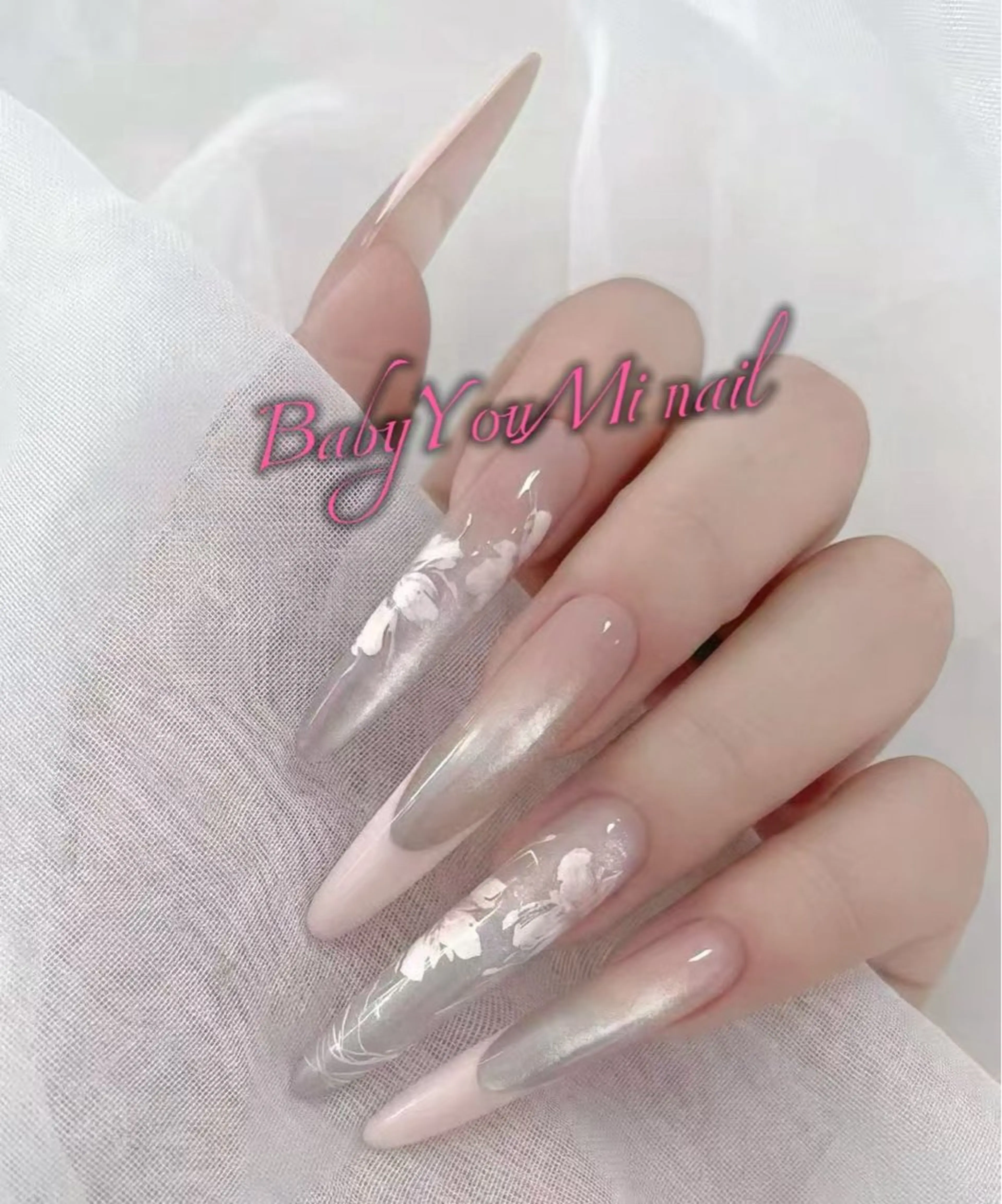 ネイル オーロラネイル チークネイル 成人式 フットネイル フレンチネイル ハンドネイル BabyYouMi nailのネイルデザイン