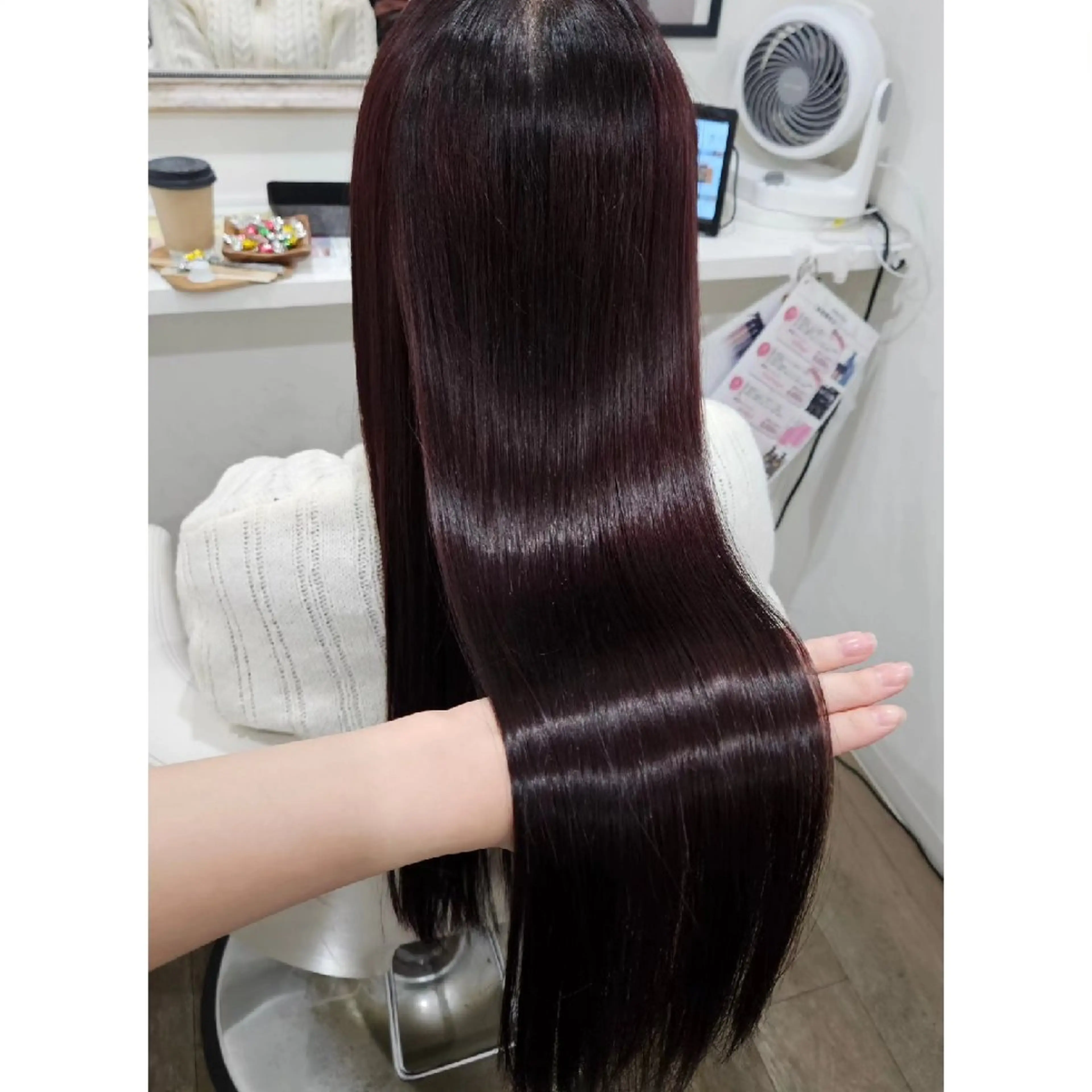 ロング カラー パーマ カシス パープルカラー 髪質改善 トリートメント 酸性ストレート カット ヘアカラー 縮毛矯正 髪質改善サロン🍃 AIRI のヘアスタイル