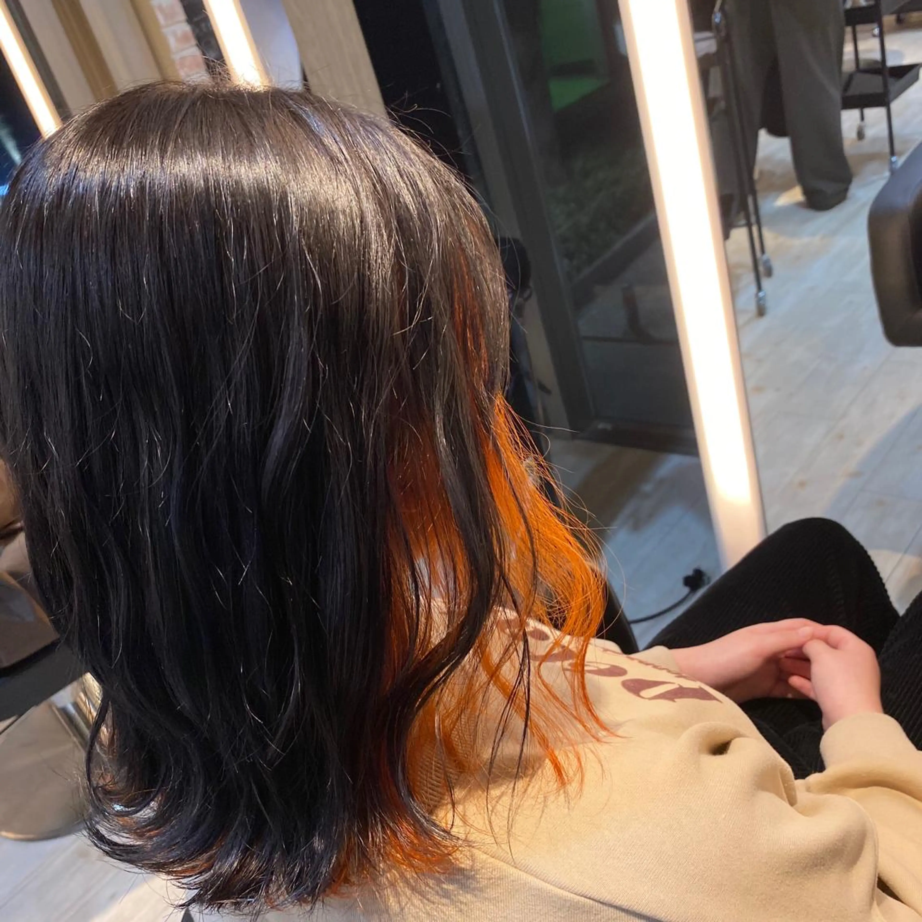 ミディアム カラー オレンジ トリートメント 井手 孔介のヘアスタイル