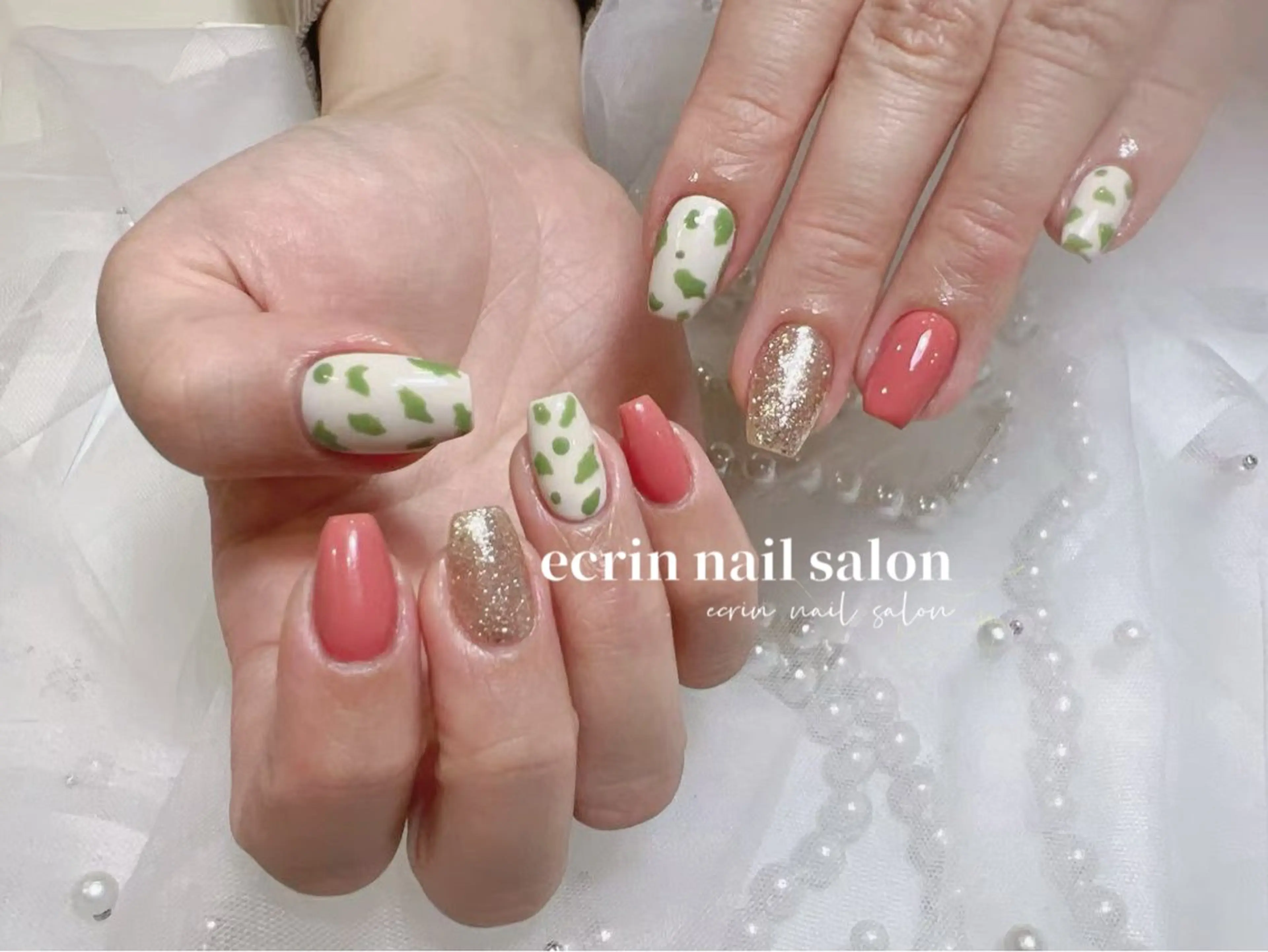 ネイル ジェルネイル 韓国ネイル パラジェル 春ネイル ecrin nail 錦糸町(るい)のネイルデザイン