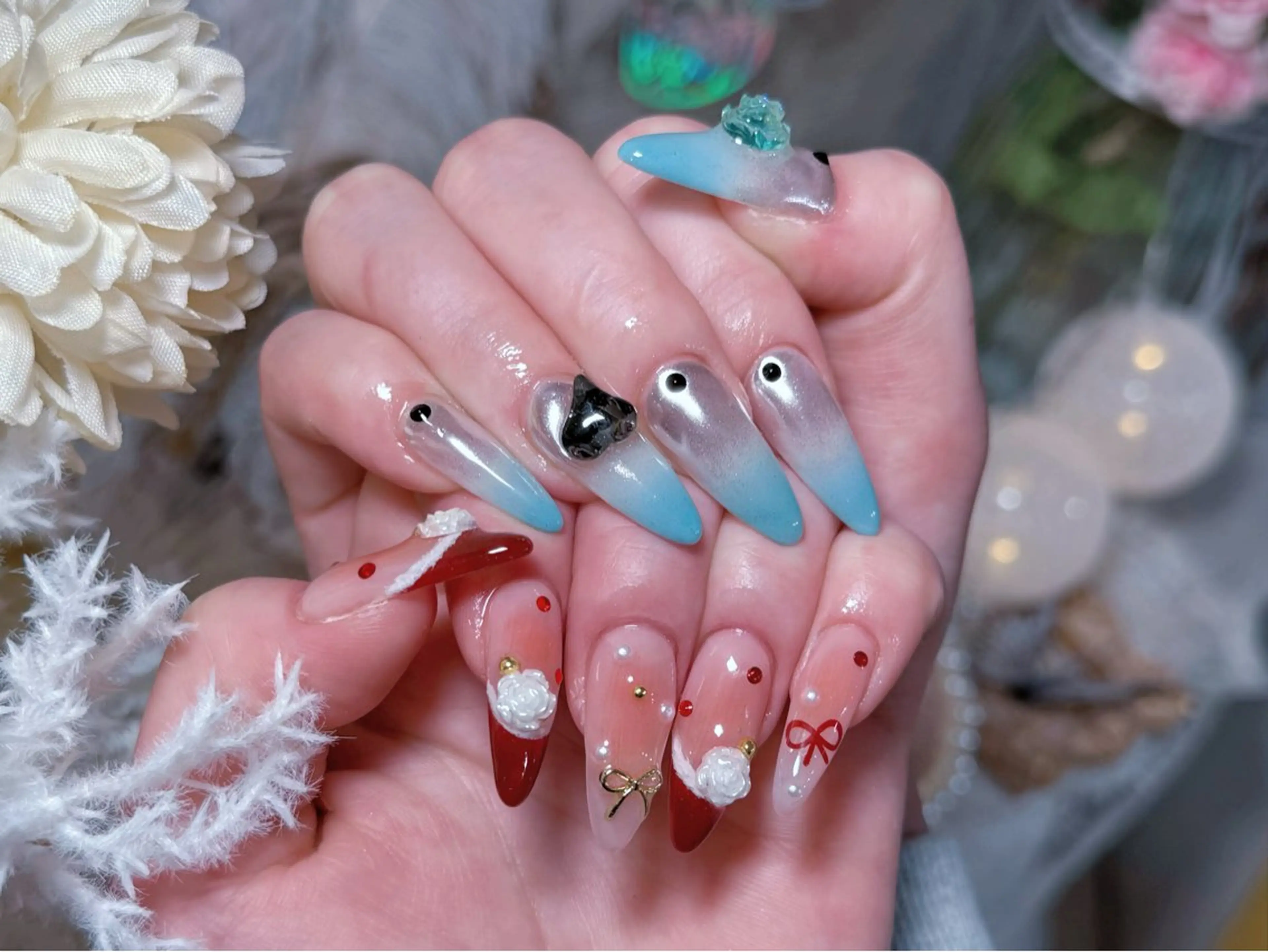 ネイル フラッシュネイル フットネイル フレンチネイル ジェルネイル ガラスフレンチ ハンドネイル ハンドケア Luxe Nail Salonのネイルデザイン