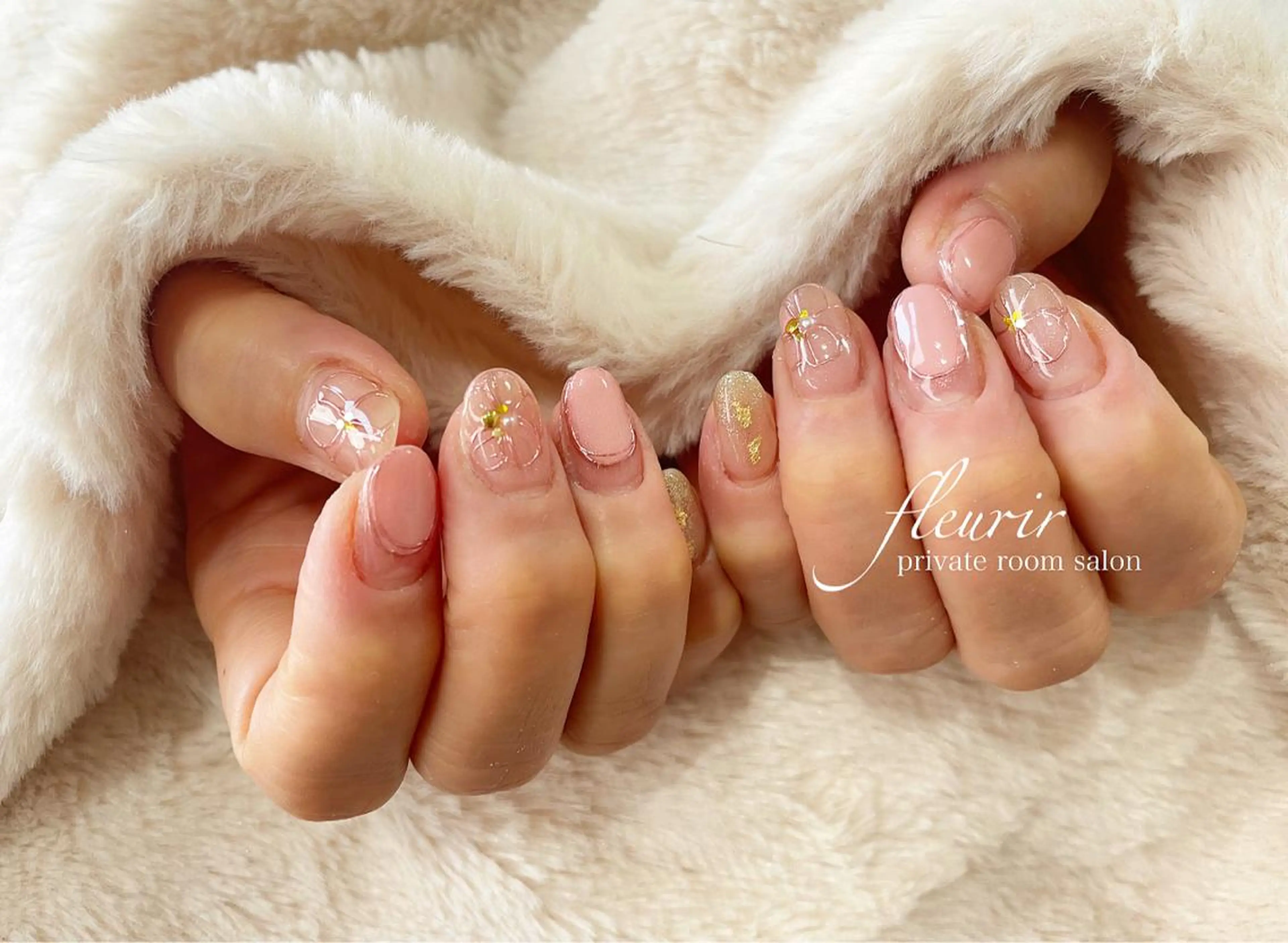 ネイル アートネイル 桜ネイル フラワーネイル 春ネイル フルリール 【プライベートサロンのネイルデザイン