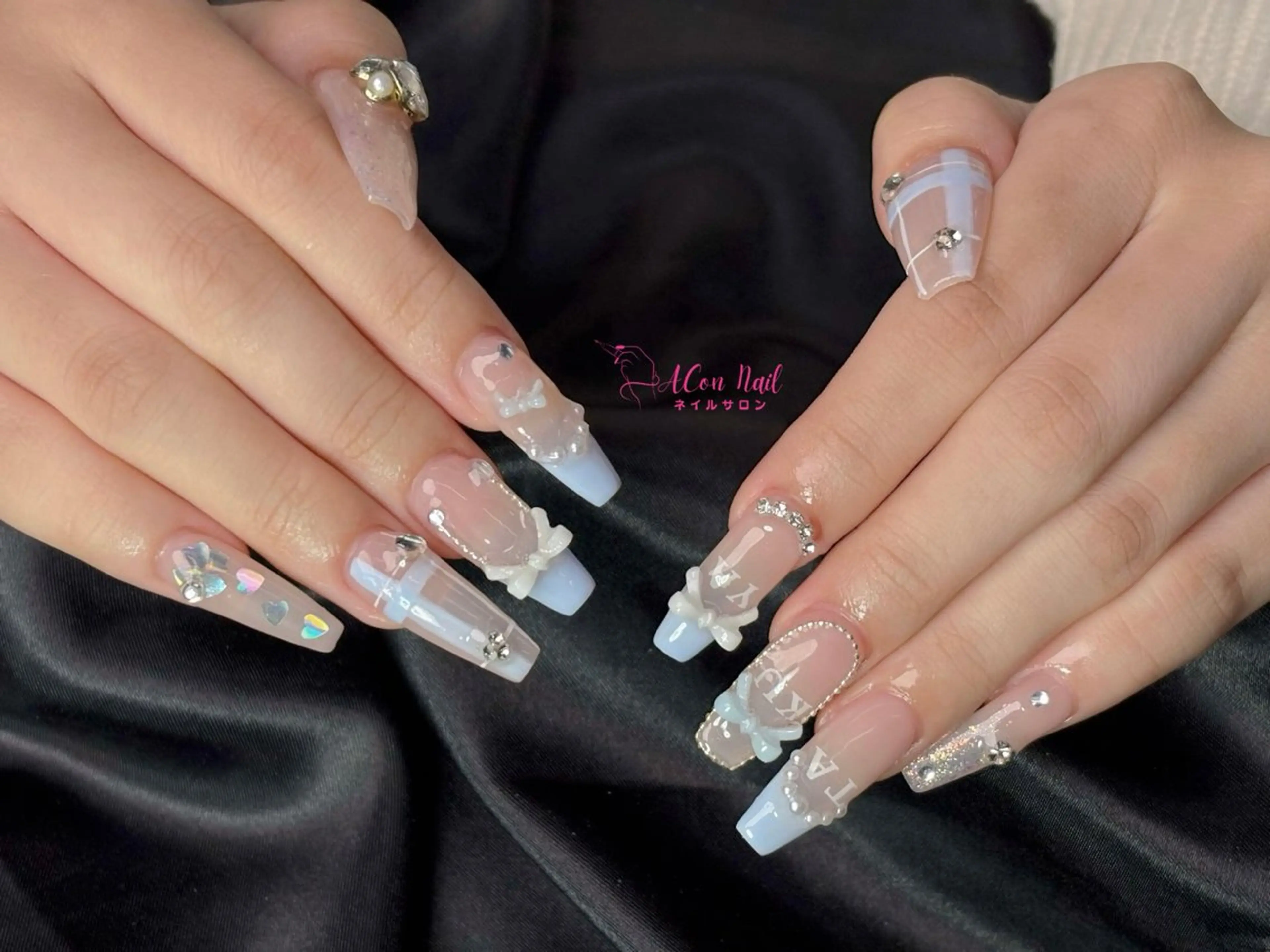 ネイル 桜ネイル 長さ出し フラワーネイル フレンチネイル ジェルネイル ハンドネイル AConNailSalon所属・ACon NailSalonのネイルデザイン