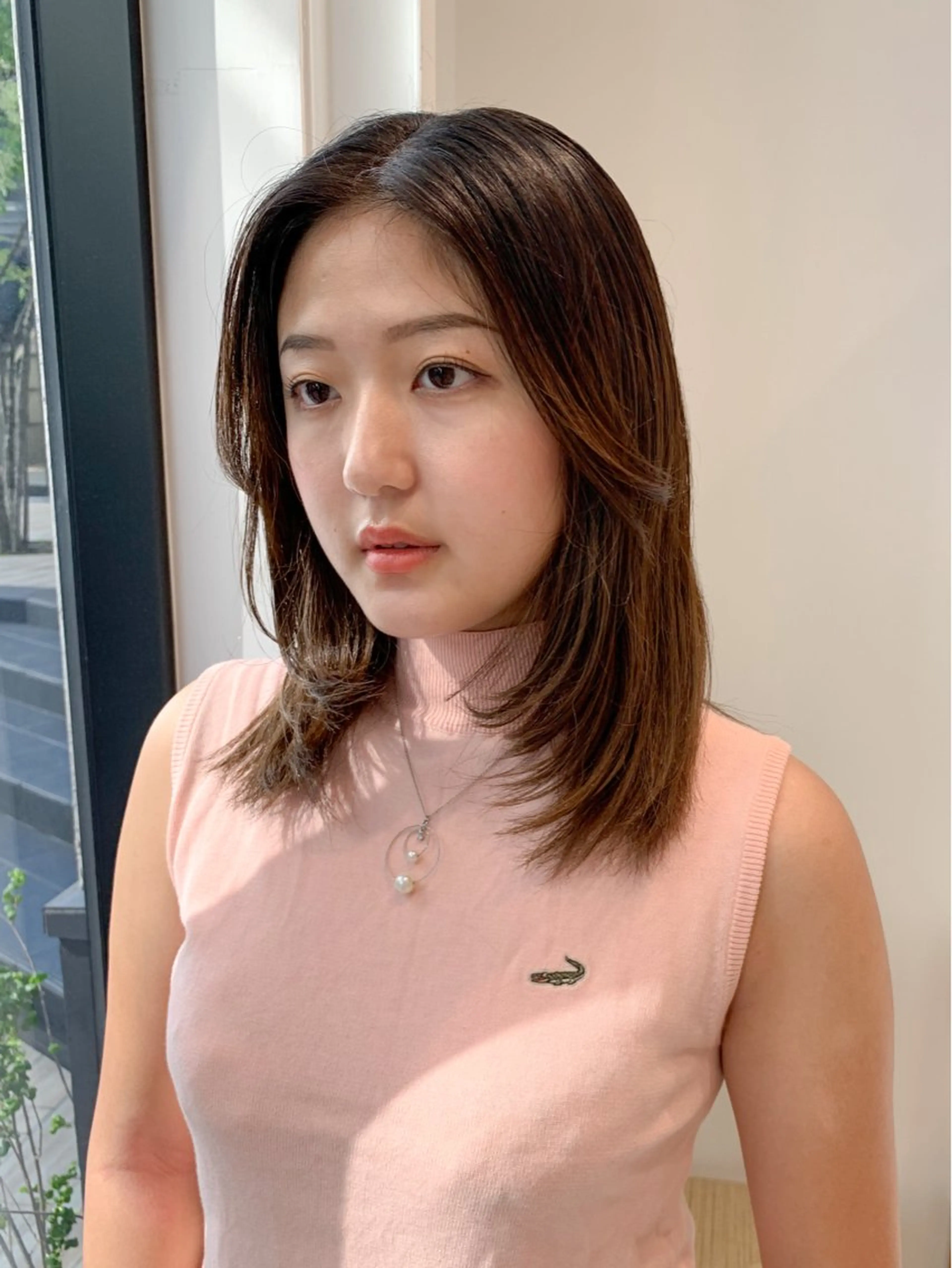 セミロング カラー ヘアアレンジ 顔まわりレイヤー 顔周りカット レイヤーカット カット トリートメント yuka .のヘアスタイル