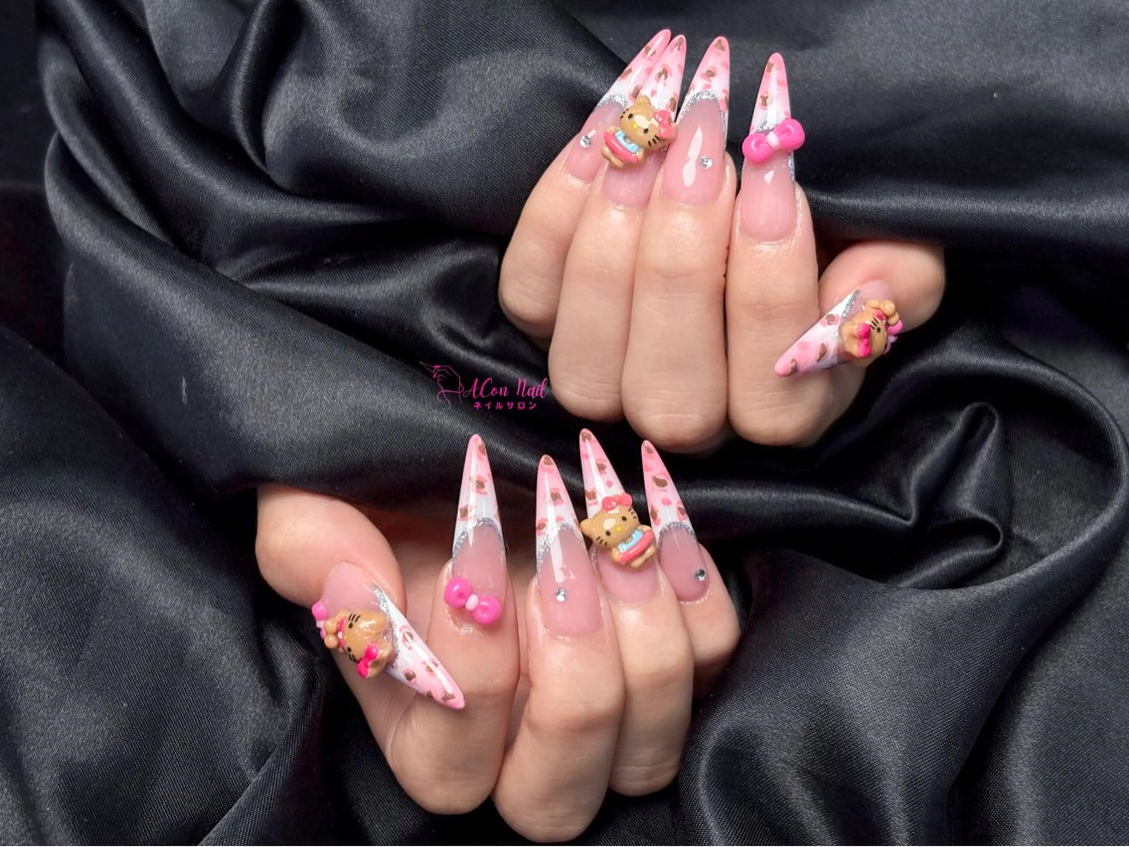 ネイル 桜ネイル 長さ出し フラワーネイル フレンチネイル ジェルネイル ハンドネイル ACon NailSalonのネイルデザイン