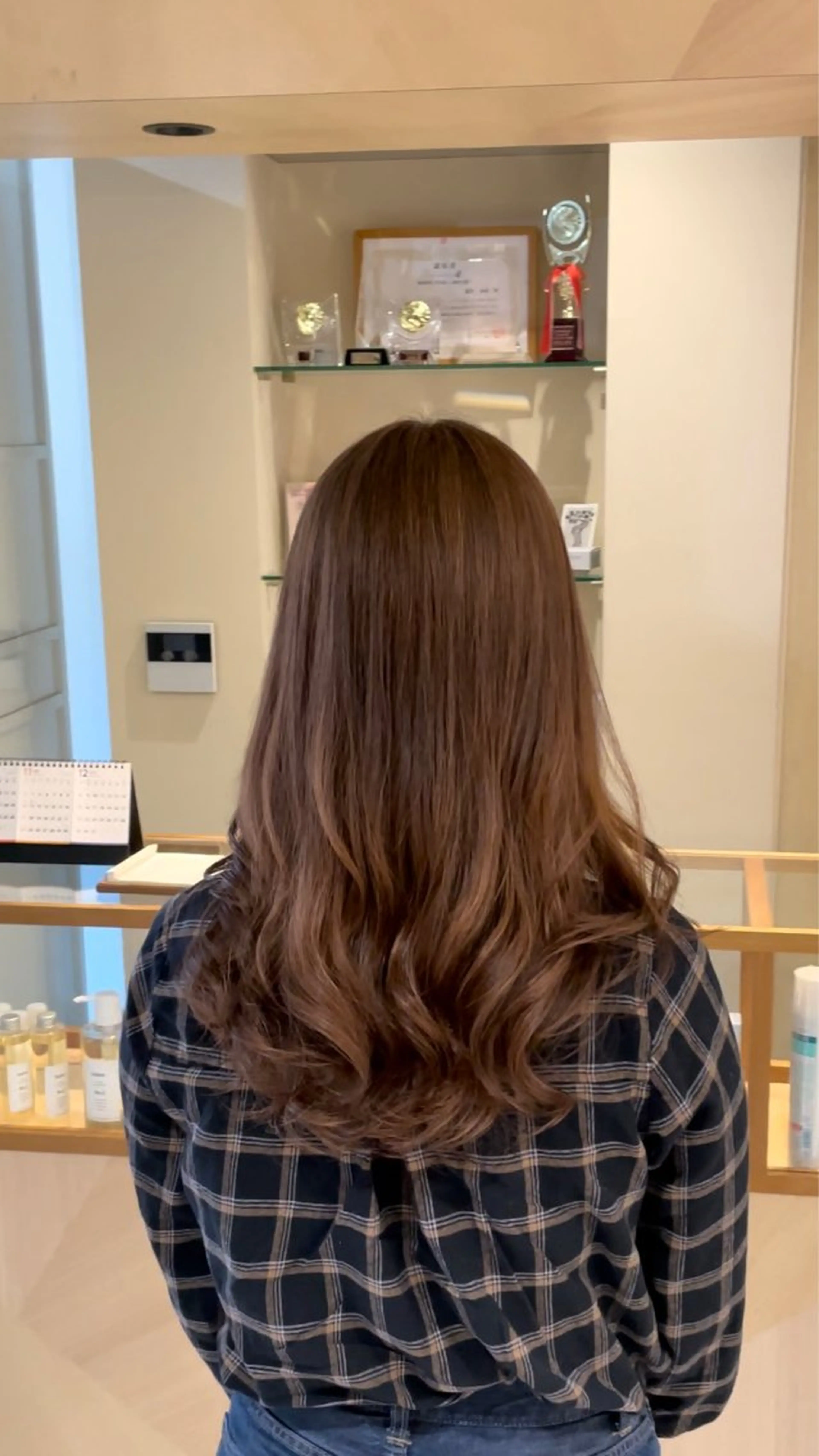 セミロング カラー パーマ カット パーマ トリートメント 大石 陽菜のヘアスタイル