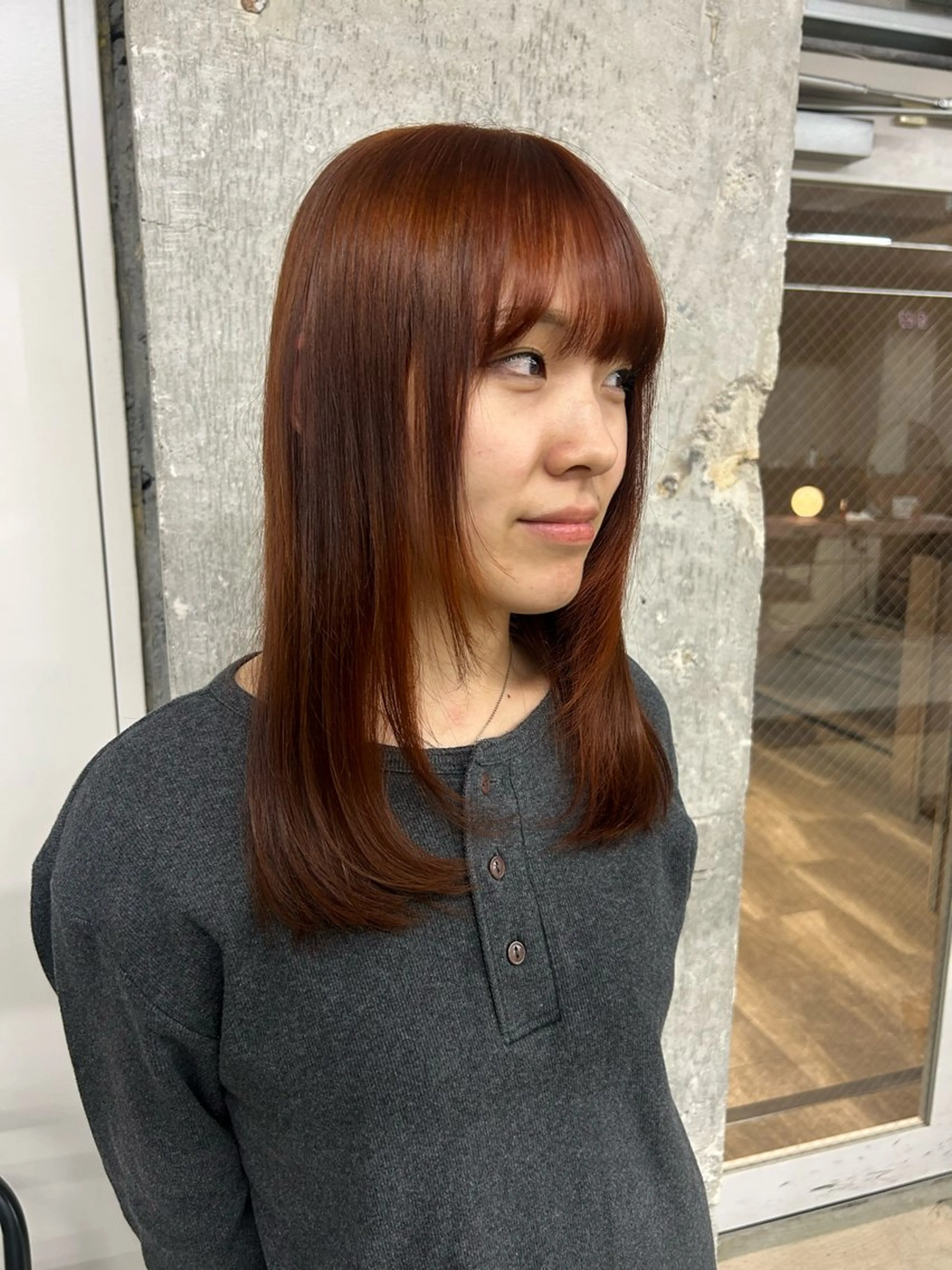 セミロング オレンジブラウン ヘアカラー 伊藤ほのか/パーマ /酸性ストレートのヘアスタイル