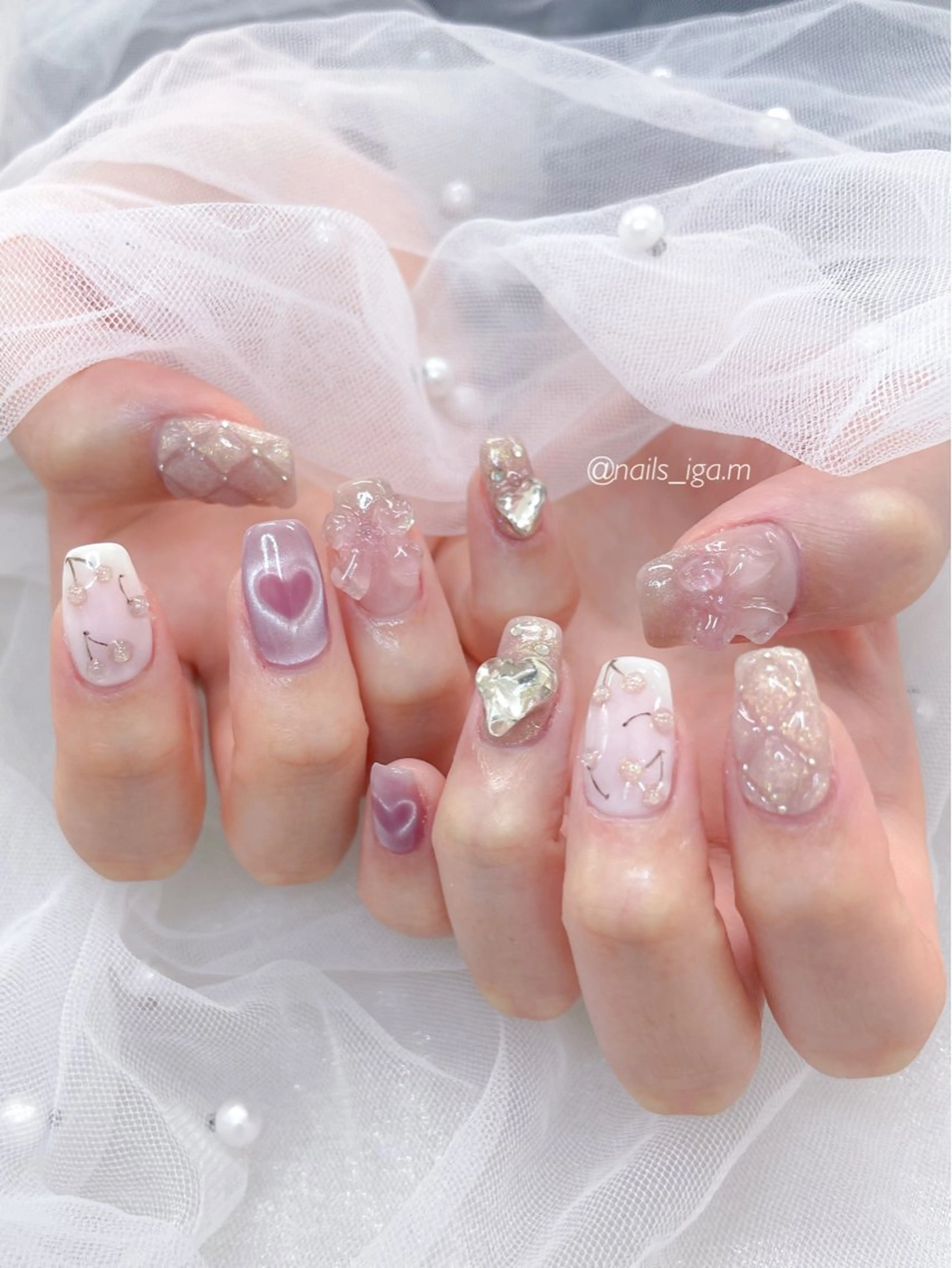 ネイル ハート マグネットネイル 持ち込み 五十嵐 美智のネイルデザイン