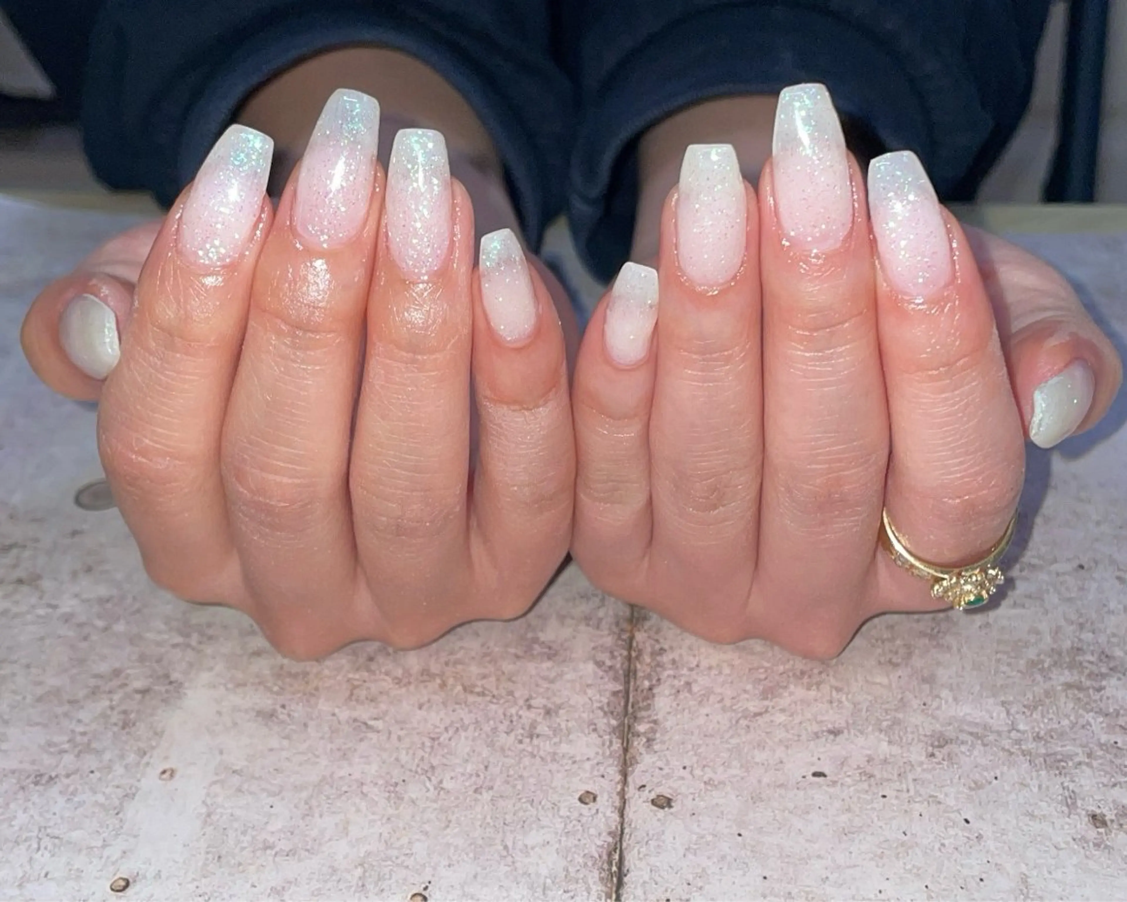 ネイル ラメ(グリッター) ワンカラーネイル ホワイト ハンドネイル Nail_by N1のネイルデザイン