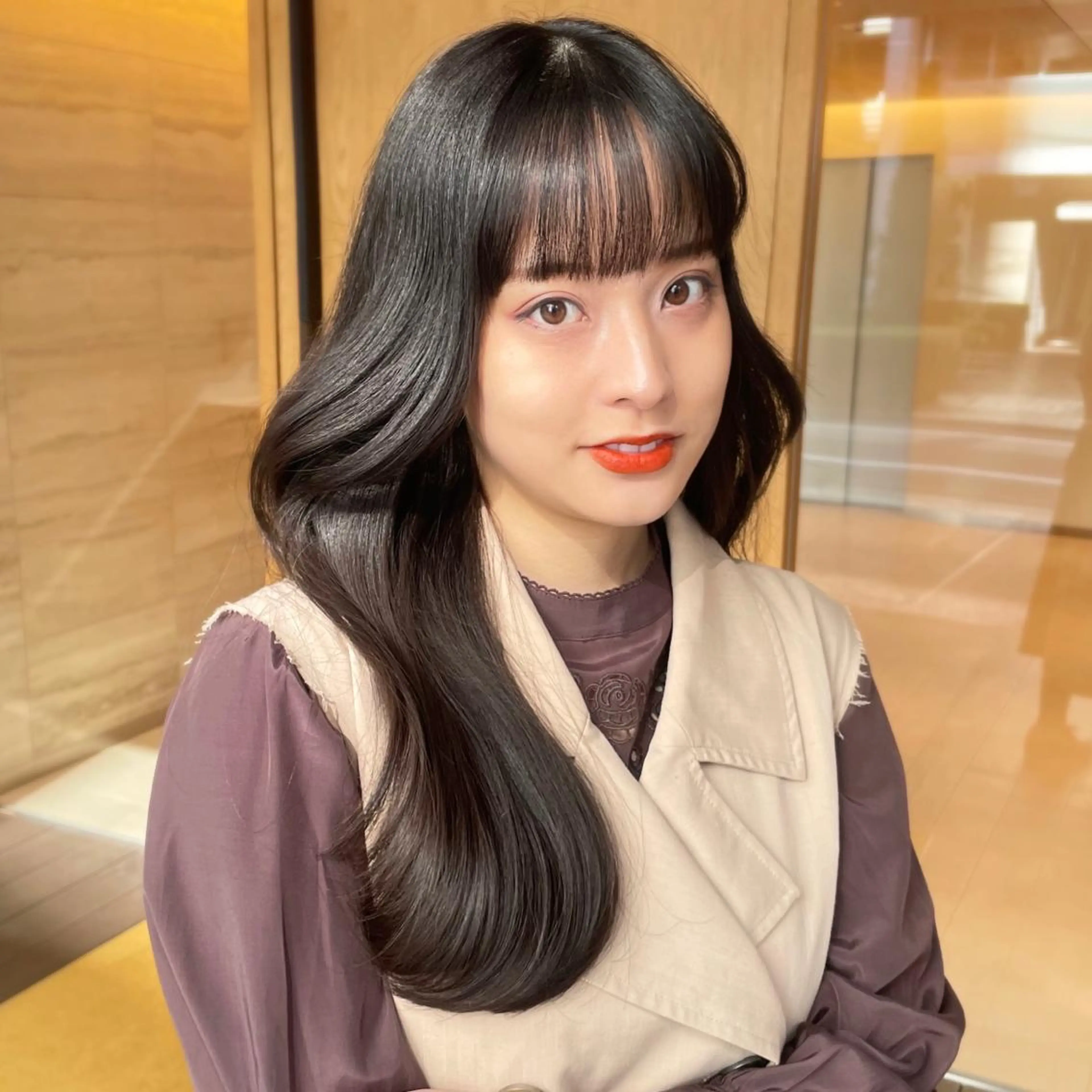 ロング くびれヘア エギョモリ 顔まわりレイヤー 顔周りカット ヨシンモリ カット 🦋韓国系指名No1 店長/圓山 祐也🦋のヘアスタイル