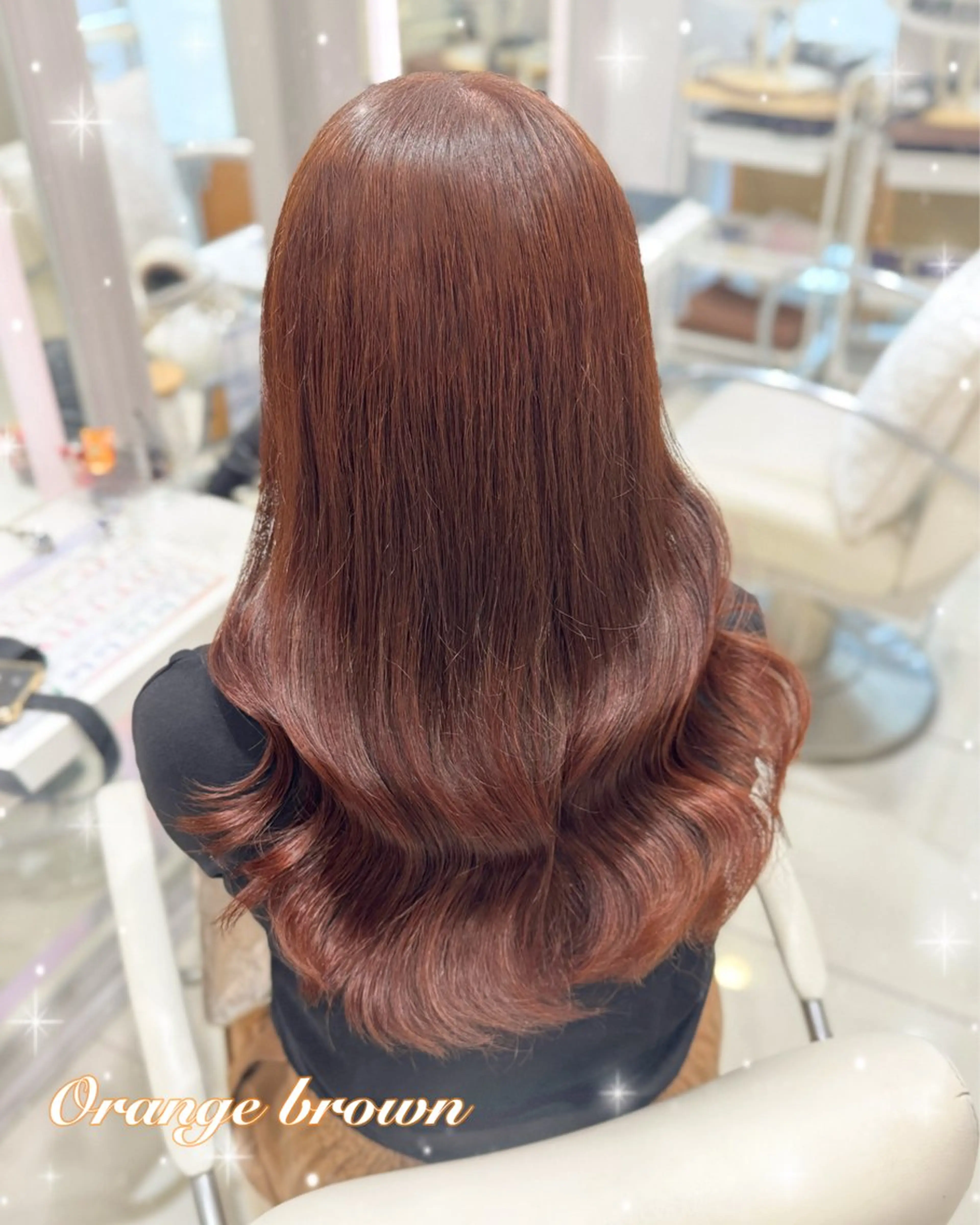 ロング カラー ブラウンカラー オレンジ オレンジブラウン 表参道/ブリーチ/ みずは🎀のヘアスタイル