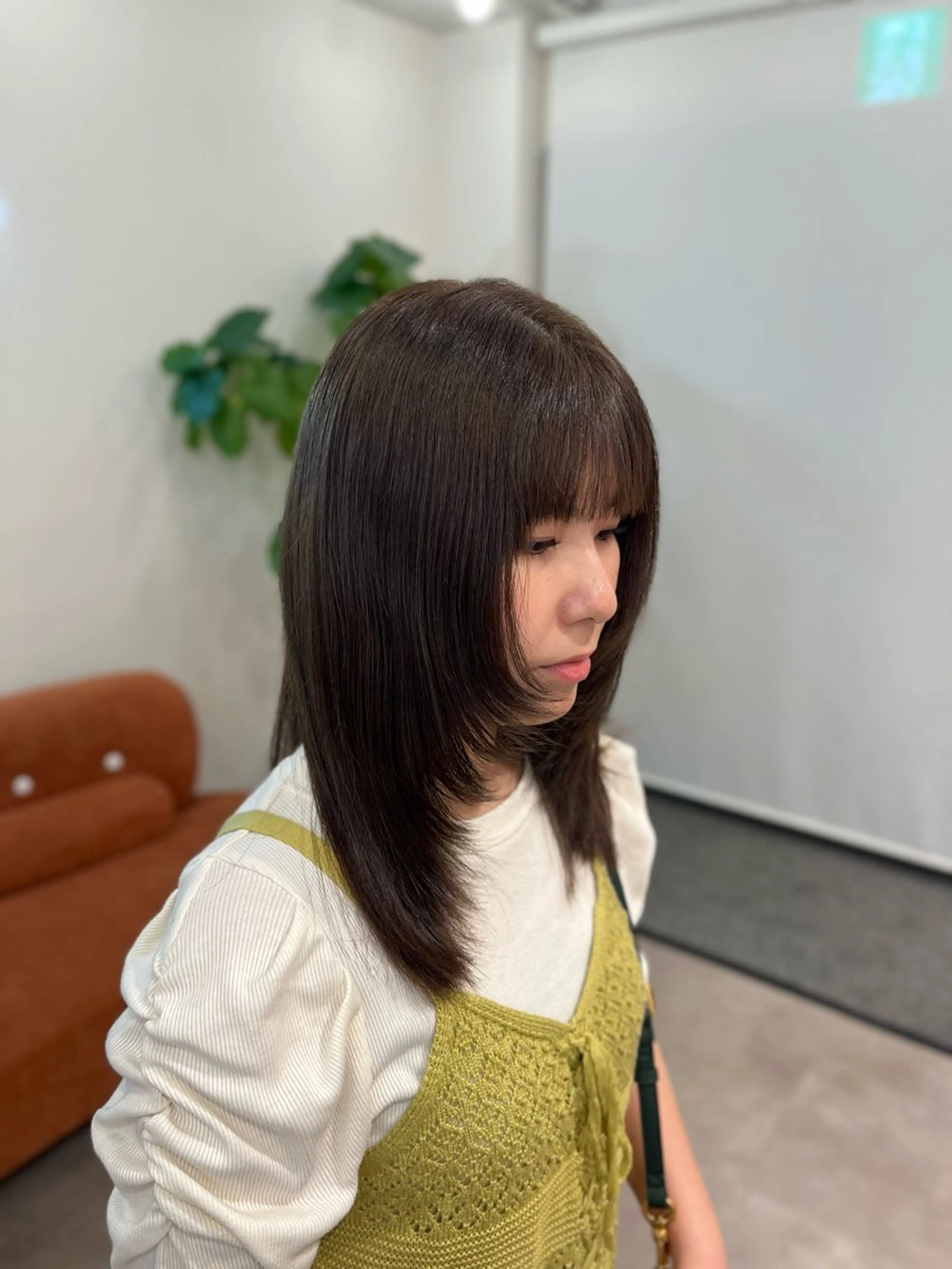 ロング カラー 顔周りカット レイヤーカット ワイドバング HairModeKT 中原のヘアスタイル