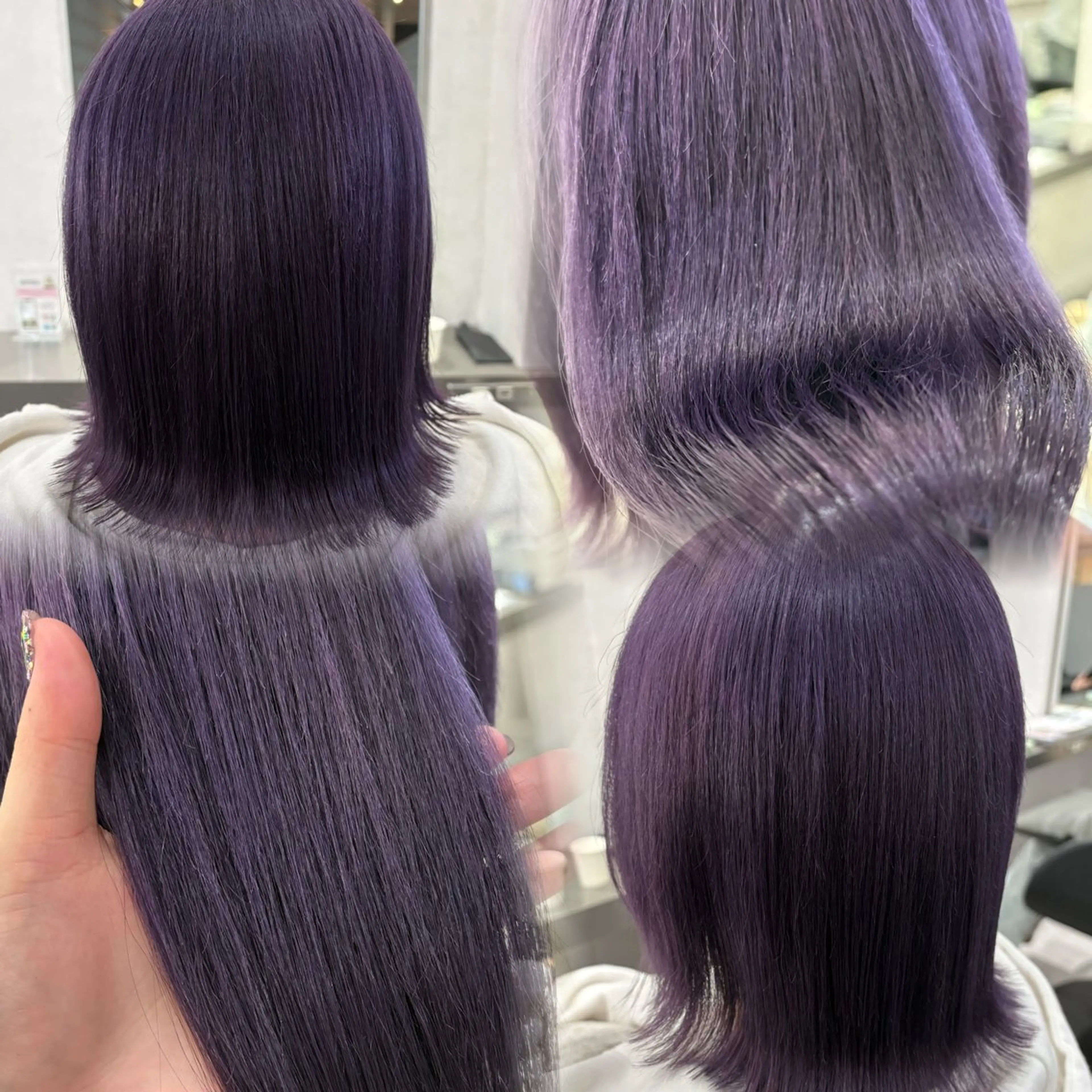 セミロング カラー ヘアアレンジ ブリーチ 透明感カラー ラベンダーカラー パープルカラー バイオレットカラー ヘアカラー トリートメント 韓国透明感🇰🇷 SAKURAのヘアスタイル