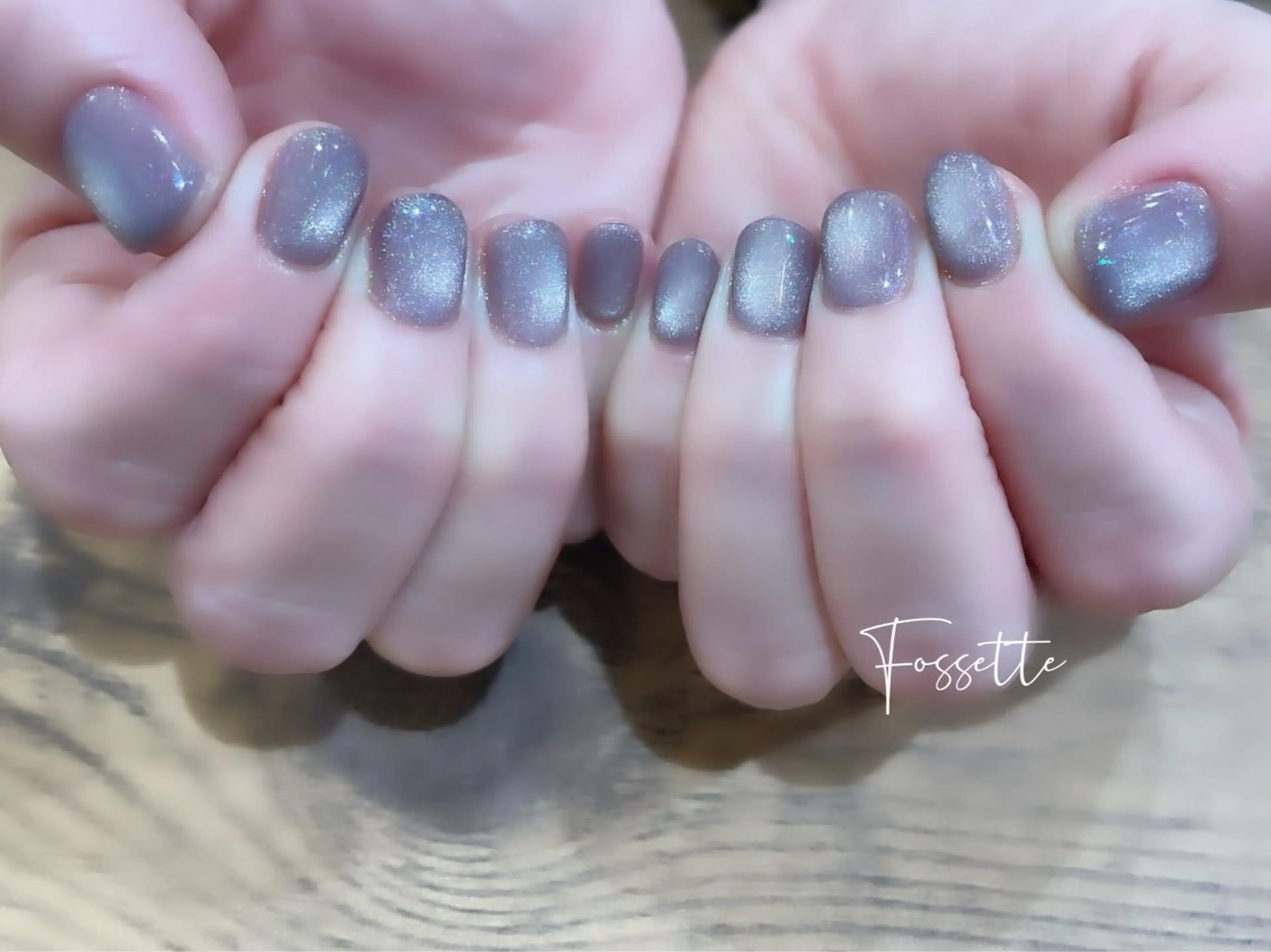 ネイル オーロラネイル キラキラネイル マグネットネイル ショートネイル 冬ネイル ハンドネイル nailsalon Fossetteのネイルデザイン