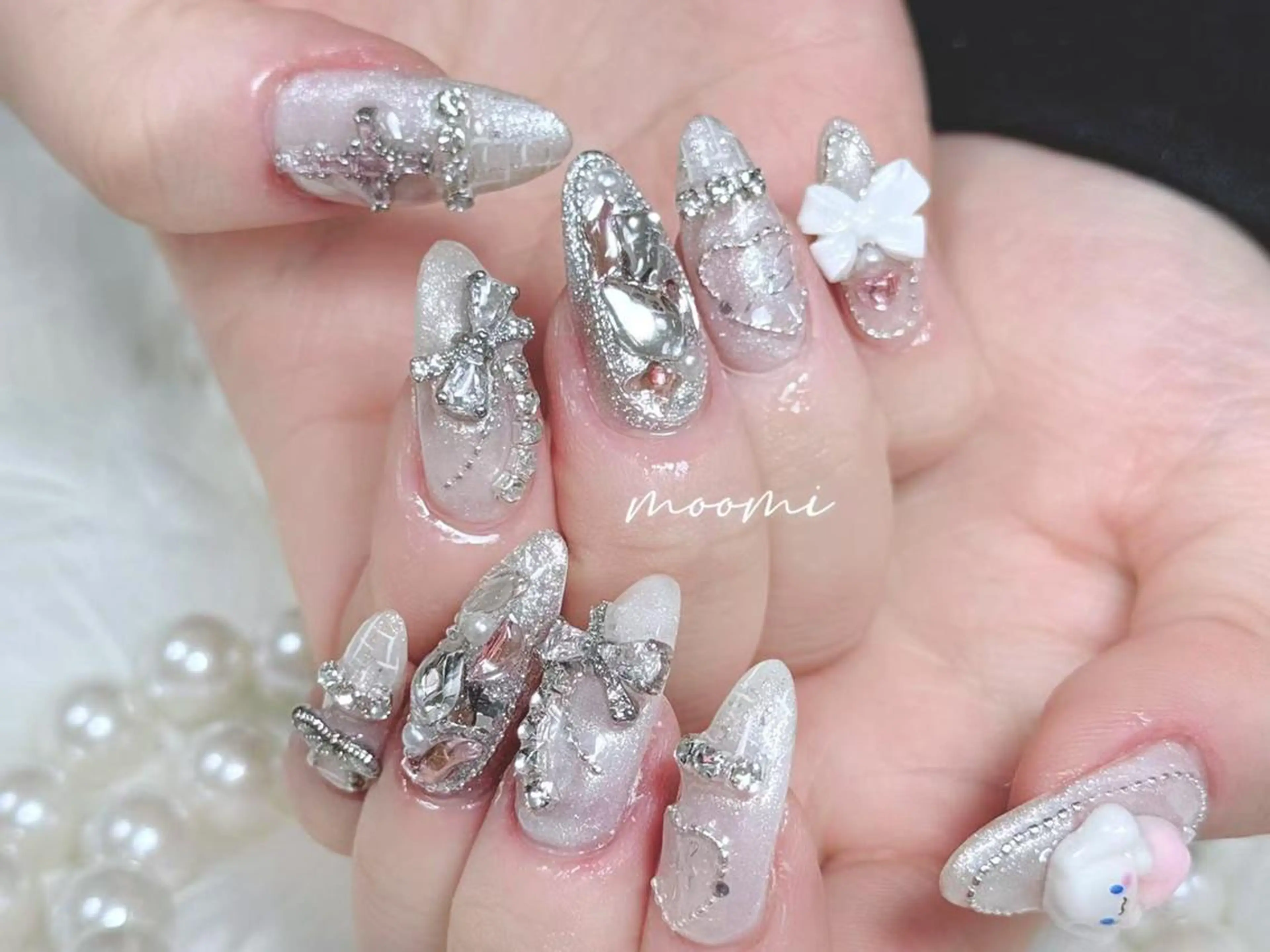 ネイル 長さ出し ジェルネイル グラデーション 韓国ネイル マグネットネイル ハンドネイル moomi nail スカルプ専門のネイルデザイン
