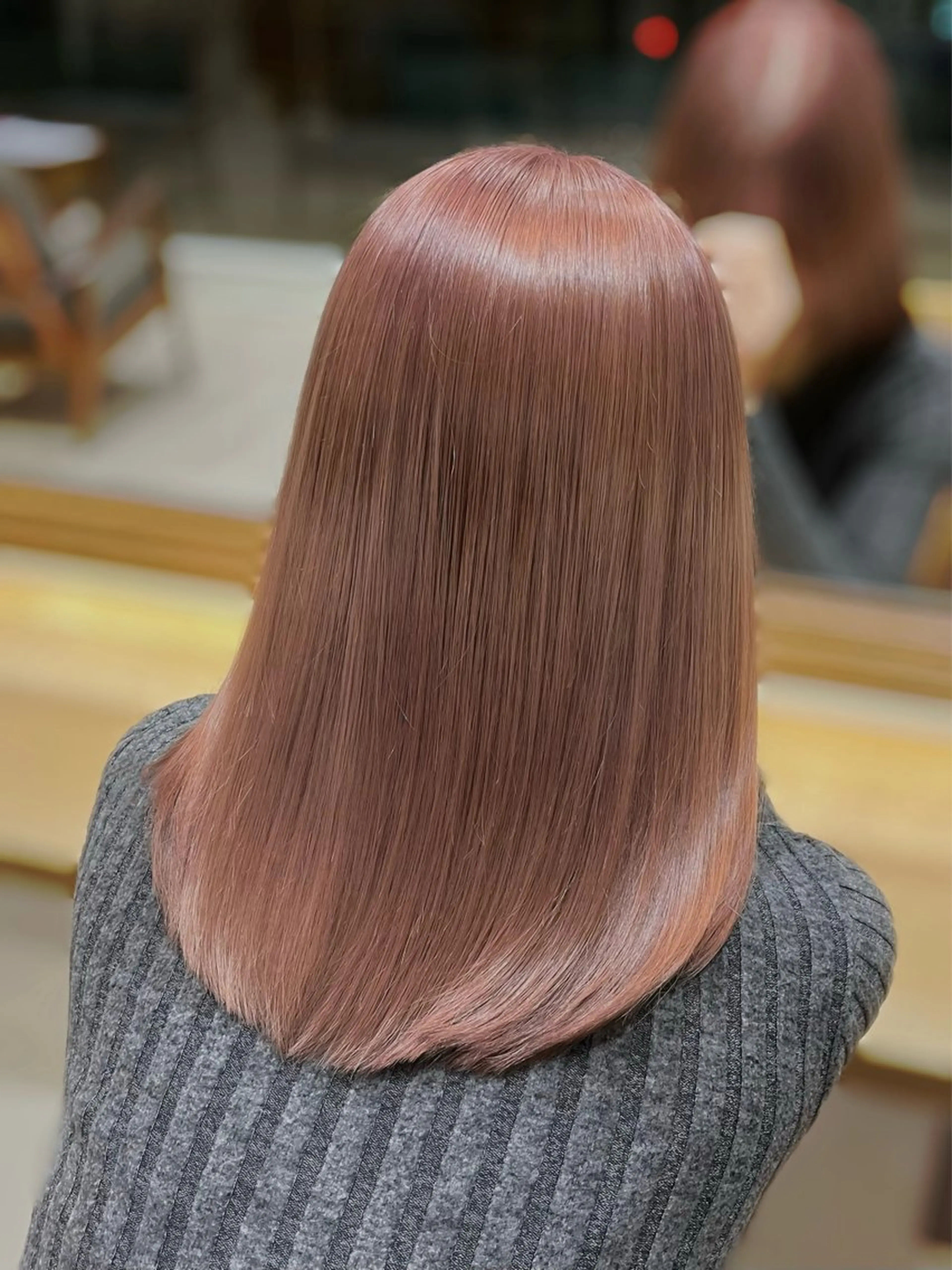 ミディアム カラー ベージュカラー ブリーチ ピンクカラー ピンクベージュ 🎀仙台/艶カラー /暖色/ありさ🎀のヘアスタイル