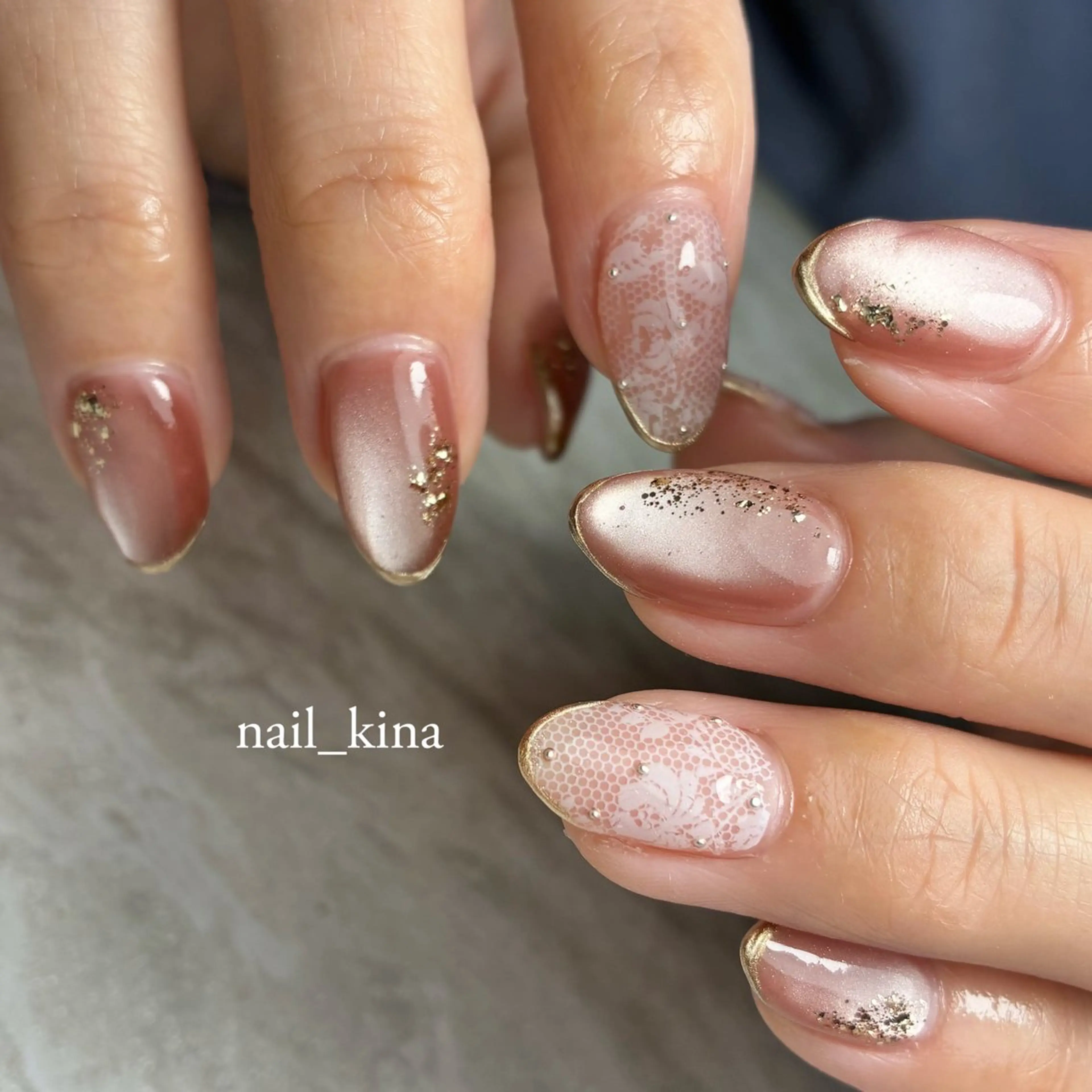 ネイル ジェルネイル レース マグネットネイル パラジェル nail_ kinaのネイルデザイン