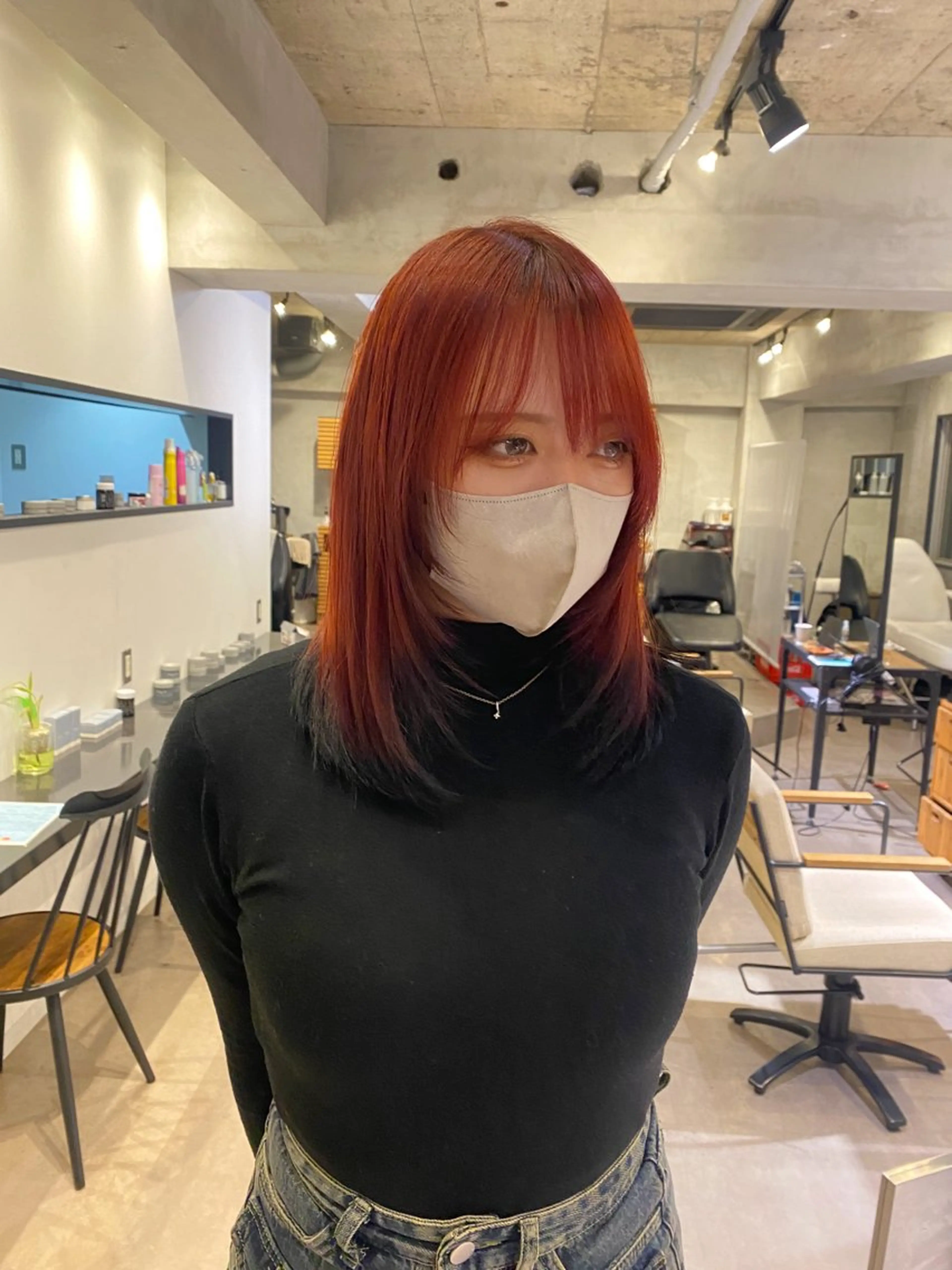 ミディアム カラー レイヤーカット ♠️暗髪レイヤー♠️ 中山唯斗のヘアスタイル