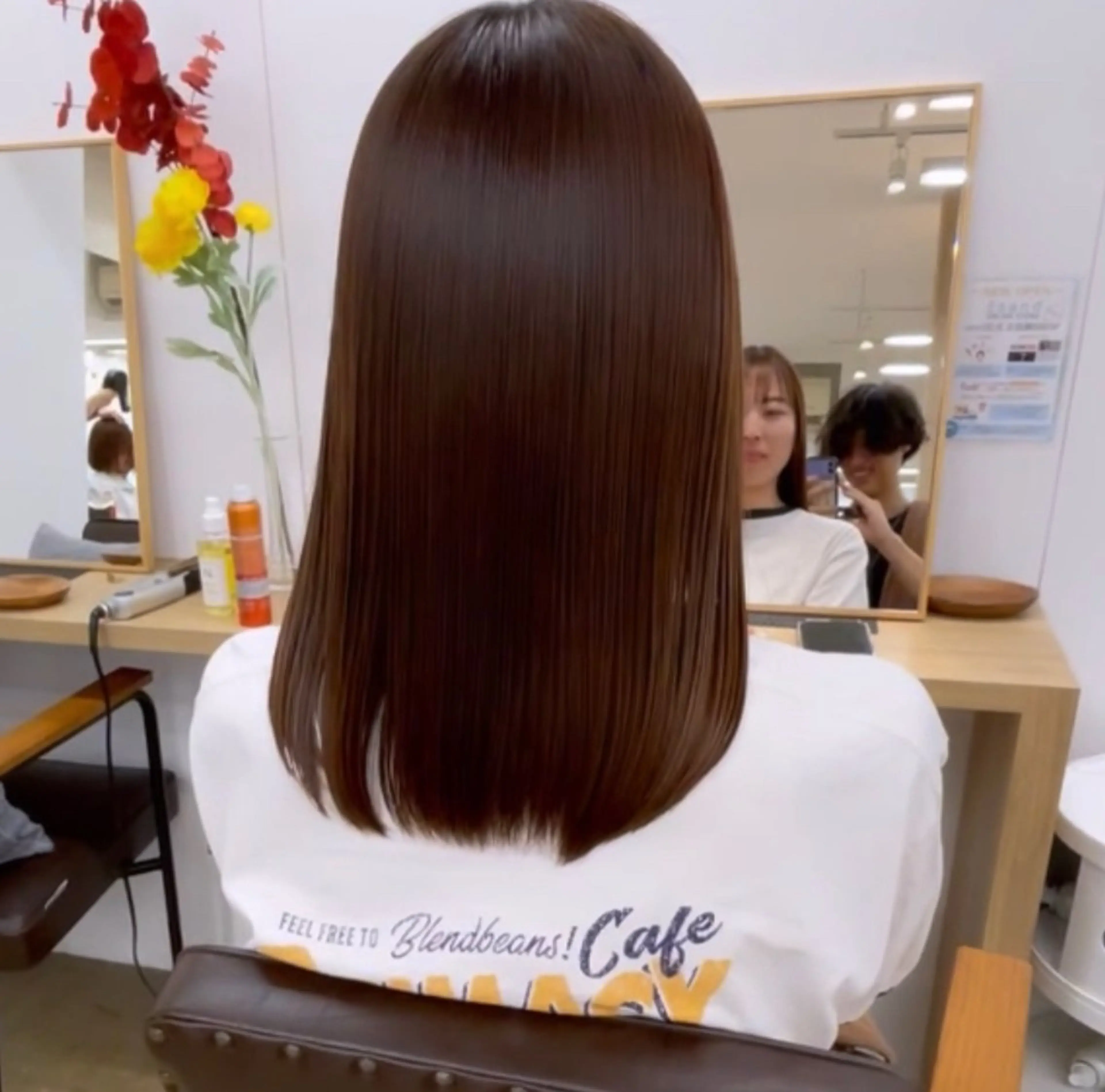 ミディアム 切りっぱなしボブ ミストバング ボブ 髪質改善 韓国風ヘア 髪質改善/縮毛矯正/ 艶髪/池袋/あつしのヘアスタイル