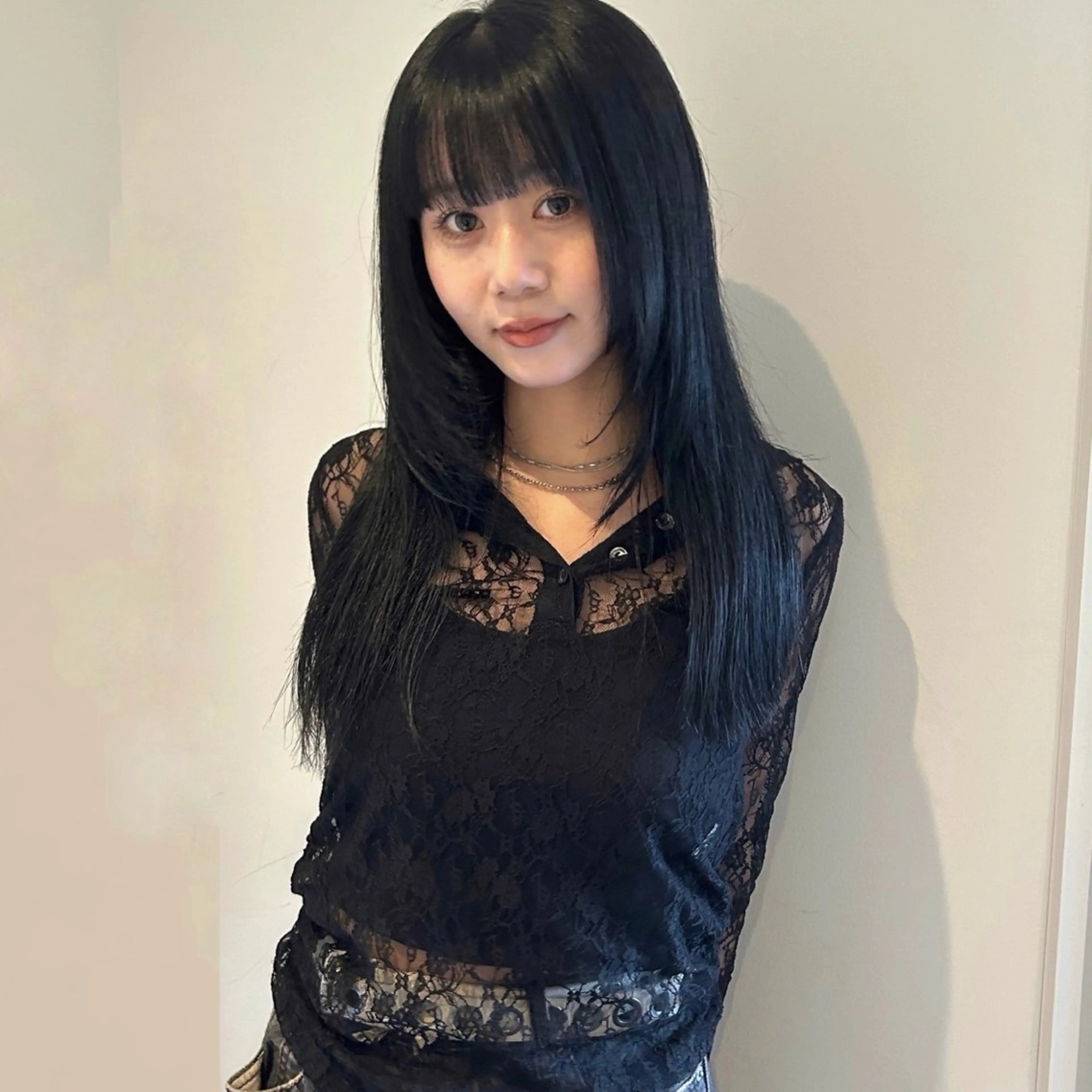 セミロング カラー 透明感カラー 顔まわりレイヤー 顔周りカット レイヤーカット nonoka オリーブ/レイヤーのヘアスタイル