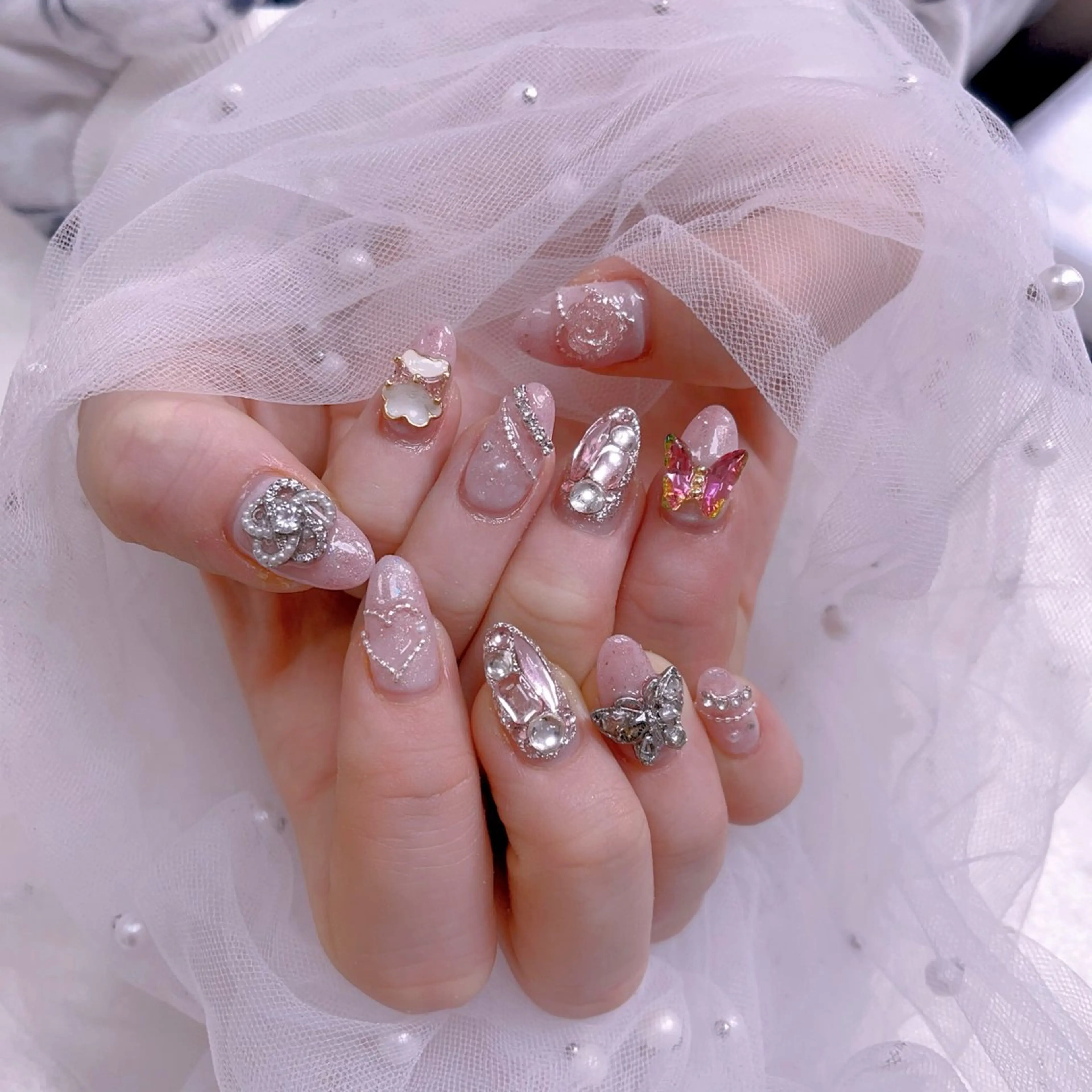 メンズ ネイル アートネイル フレンチネイル ジェルネイル キラキラネイル パラジェル ハンドネイル Bloom スカルプ専門店のネイルデザイン