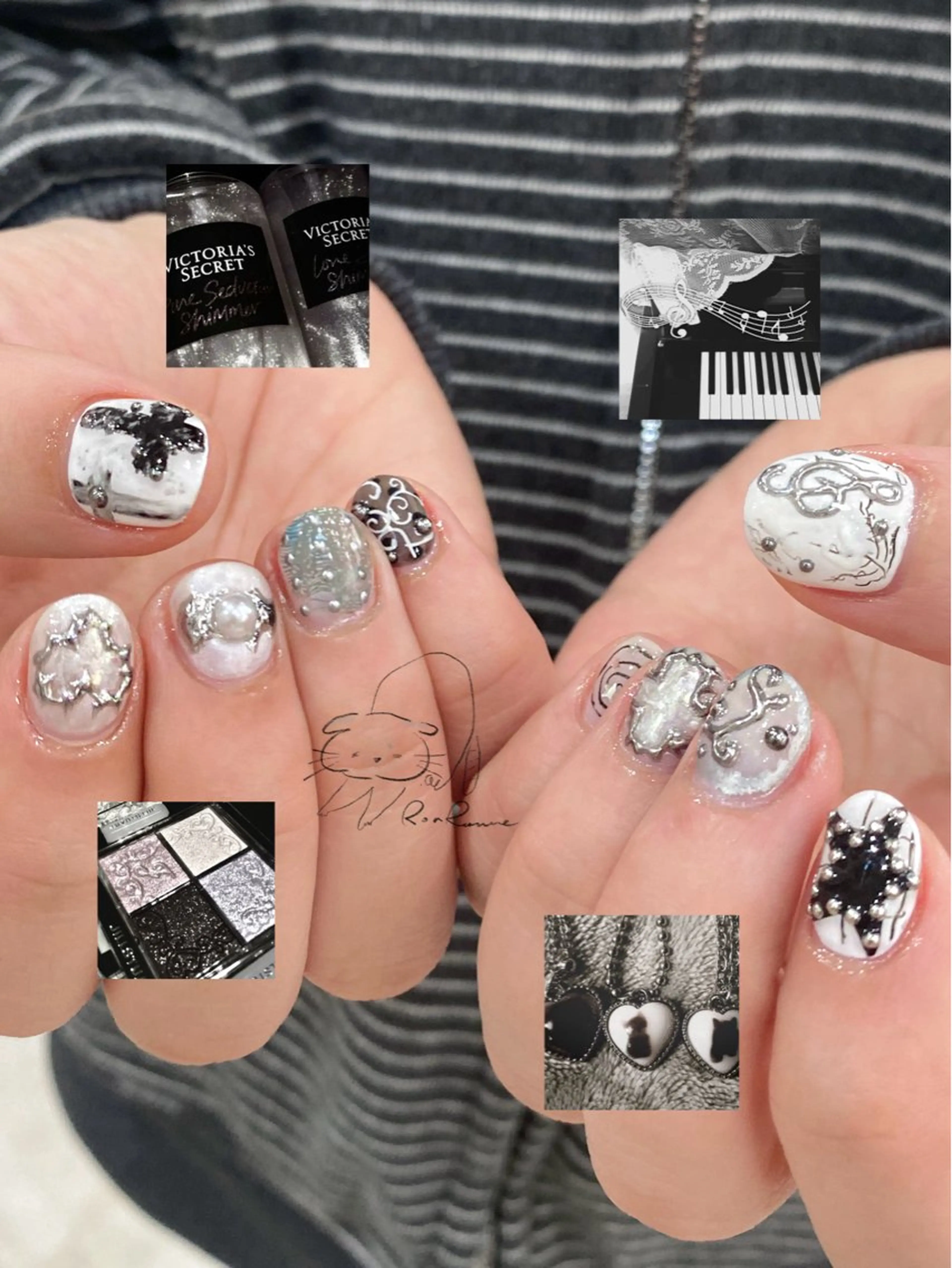 ネイル オーロラネイル 長さ出し フレンチネイル ジェルネイル ミラーネイル ハンドネイル ronronne .のネイルデザイン