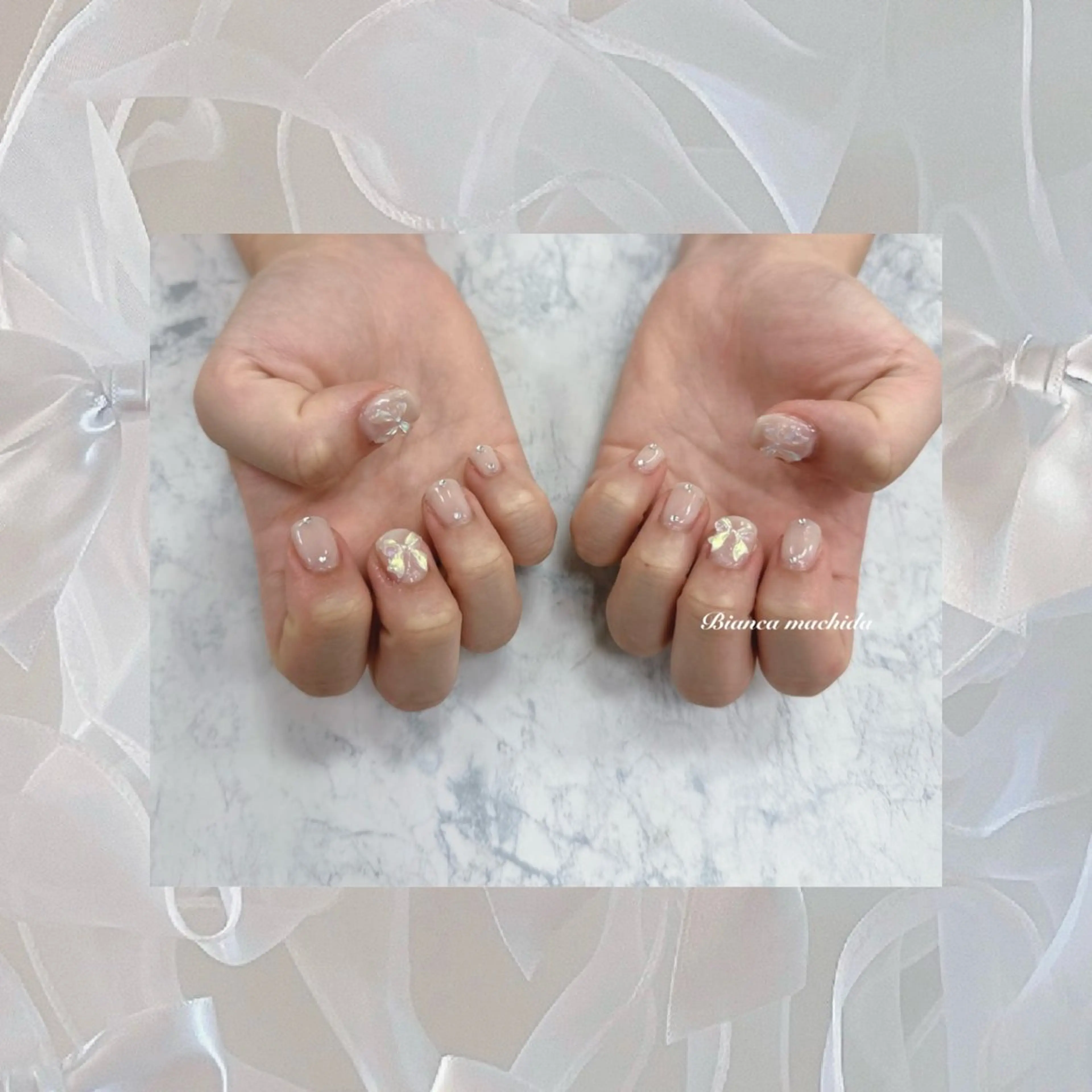 ネイル ストーンネイル BIANCA 🖤 NISHIMURAのネイルデザイン