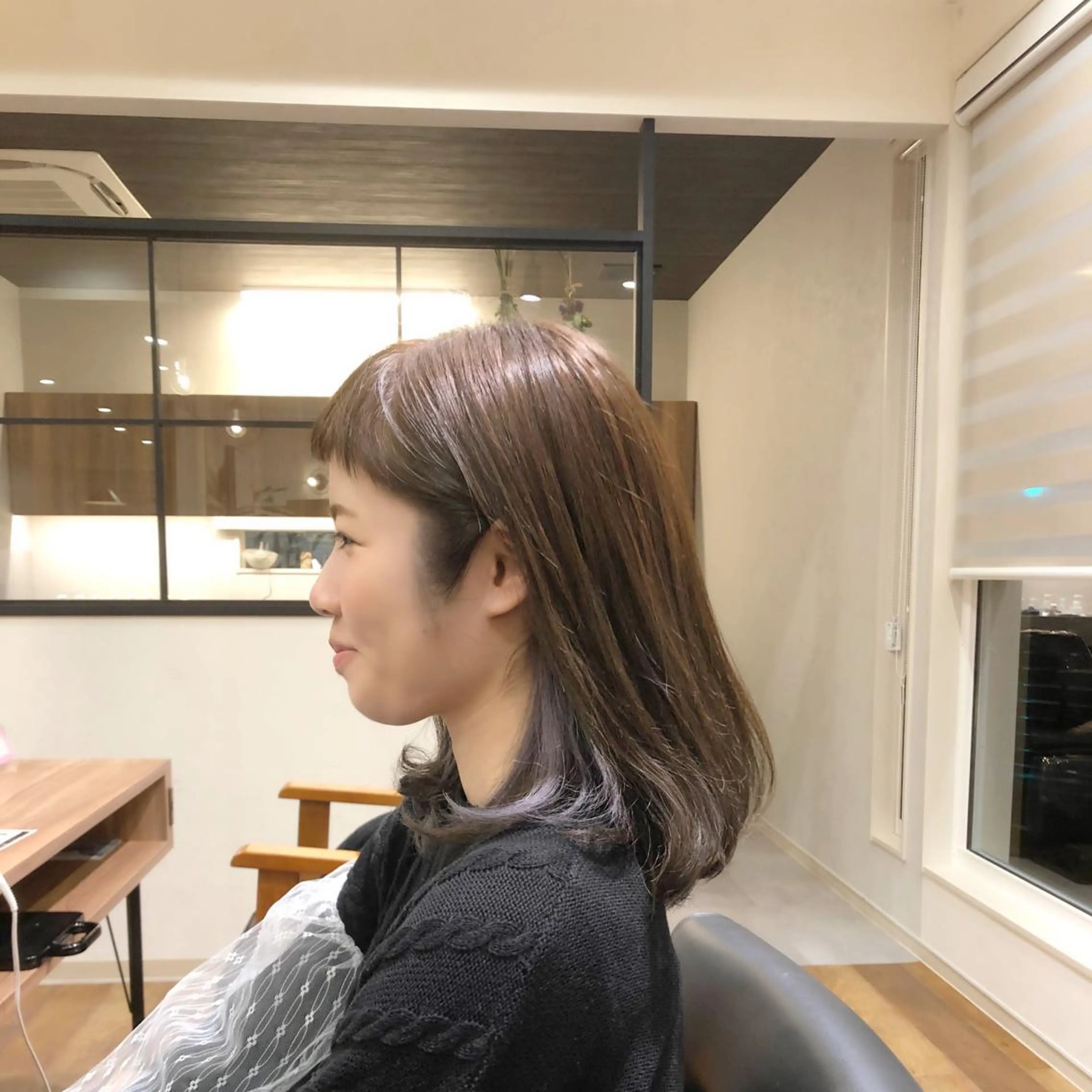 ミディアム カラー パーマ パープルカラー カット ヘアカラー 美容室しょうへいの店四郎丸店所属・佐藤 剛のヘアスタイル