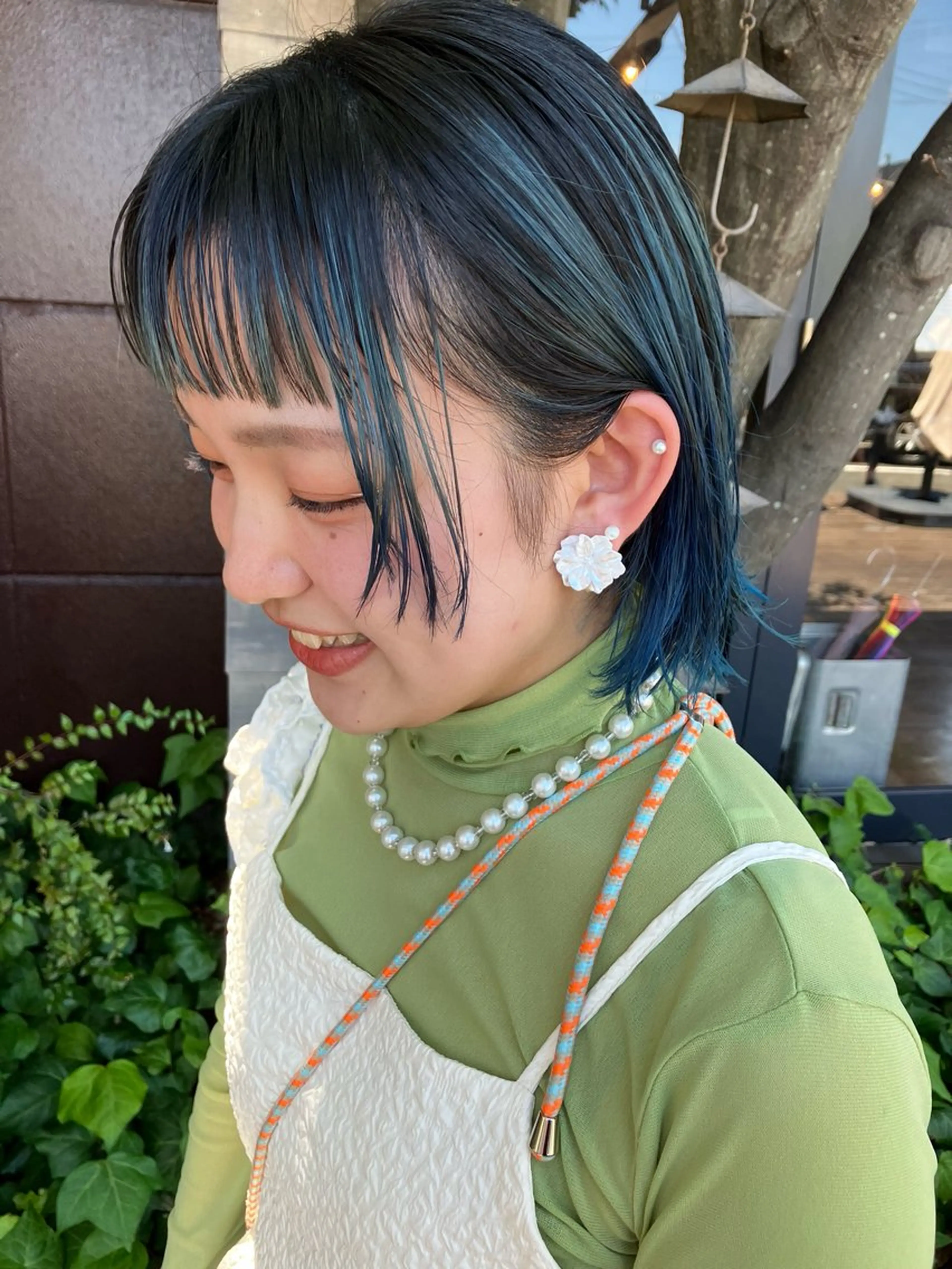 ショート カラー ブルーカラー デザインカラー ボブ 🩷愛咲🩷レイヤー /透明感カラーのヘアスタイル